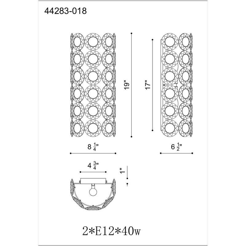 Perrene Medium 2 Light Wall Sconce by Eurofase Lighting