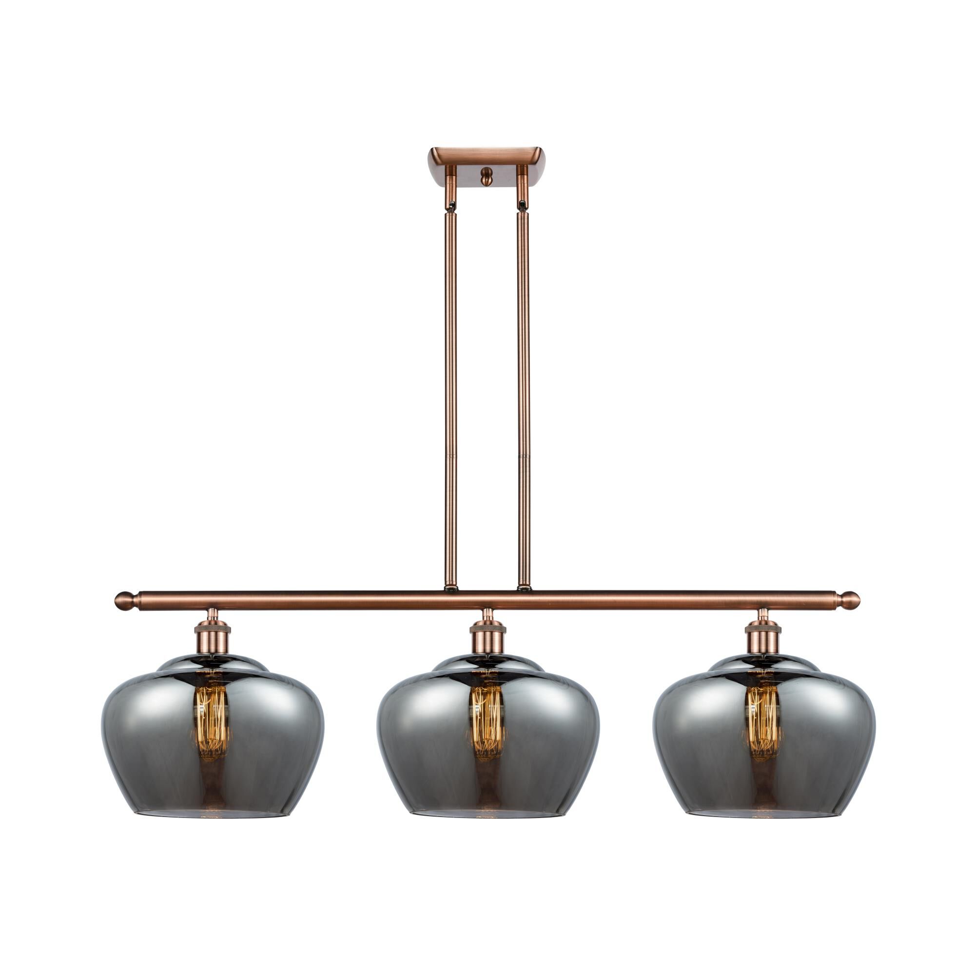 Shown in Antique Copper finish and Bowl glass and Glass shade