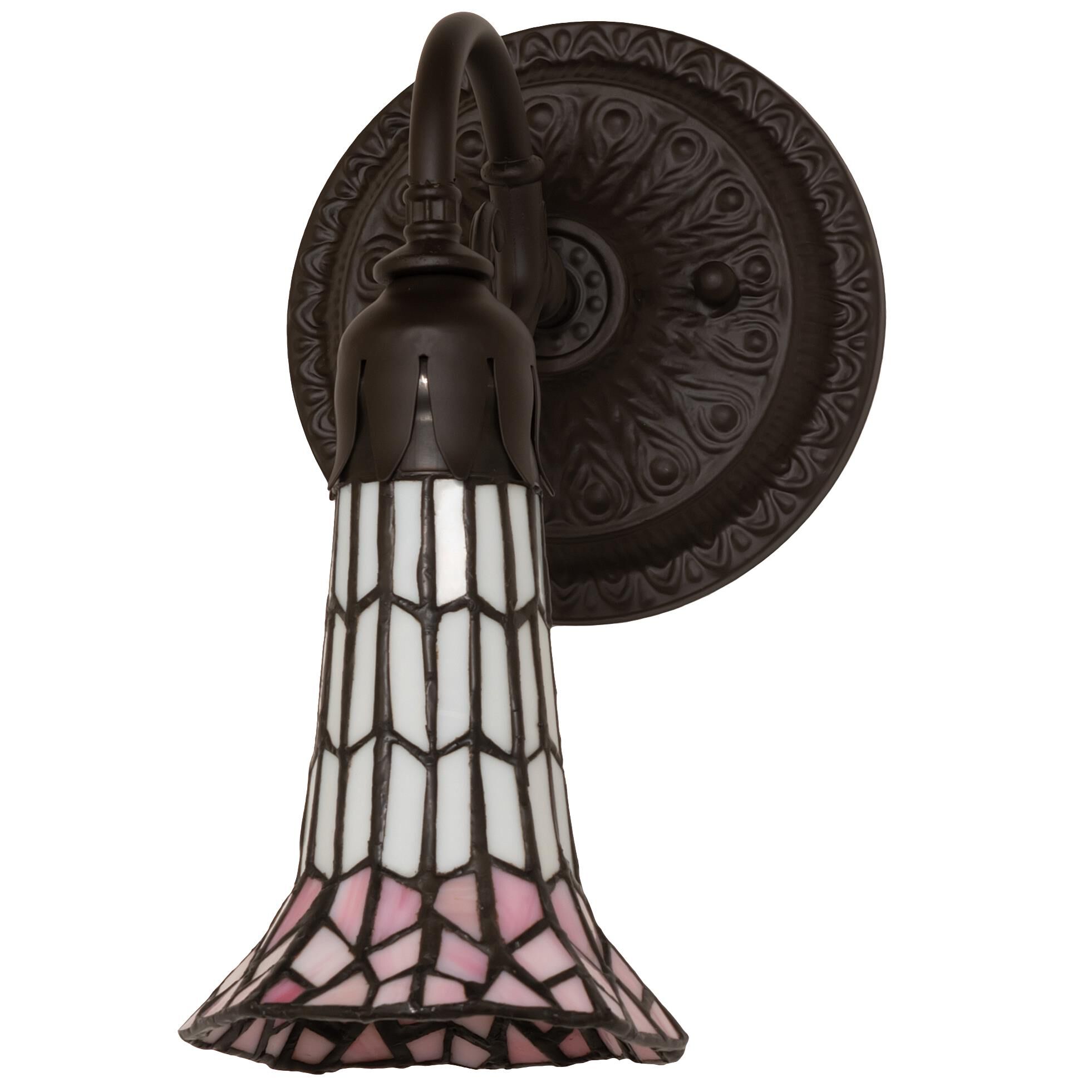 Shown in Oil Rubbed Bronze finish and Pink;White glass