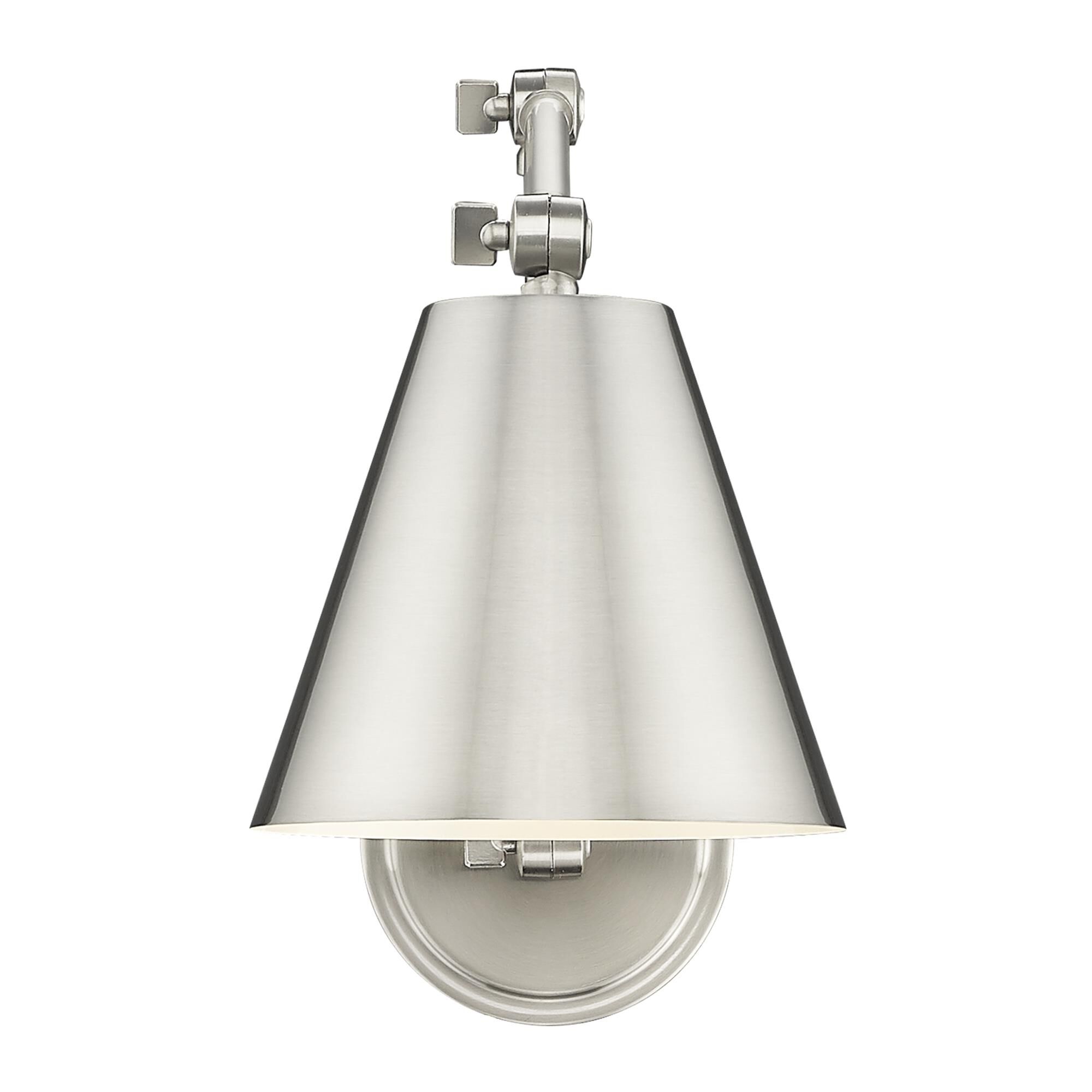 Shown in Brushed Nickel finish and Brushed Nickel glass and Brushed Nickel shade