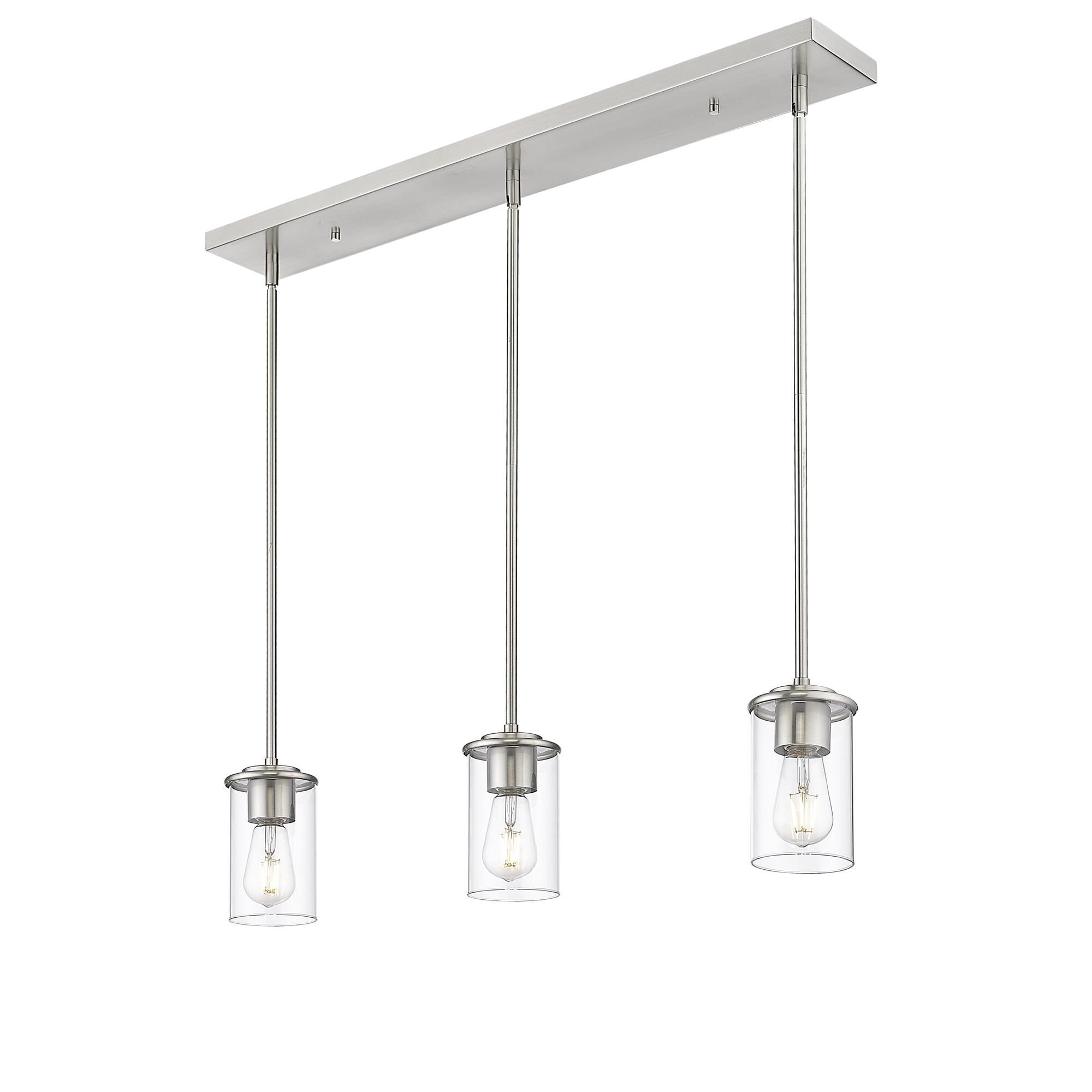 Shown in Brushed Nickel finish and Clear glass