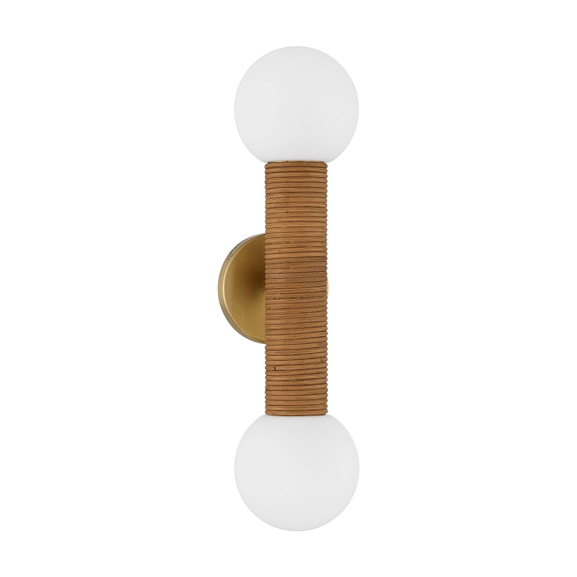 Shown in Warm Brass finish and White Opal glass