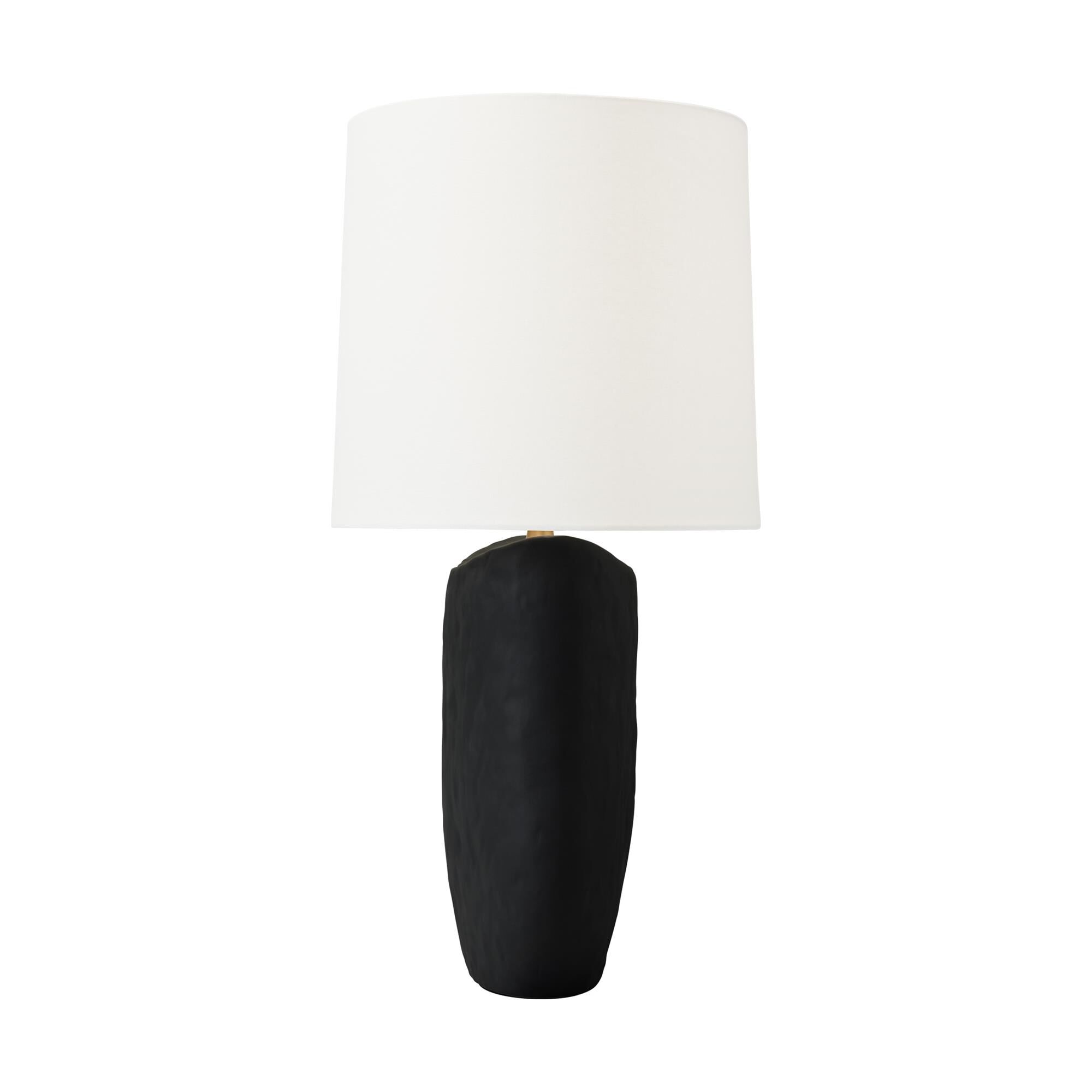 Shown in Rough Black Ceramic finish and White Linen Fabric shade