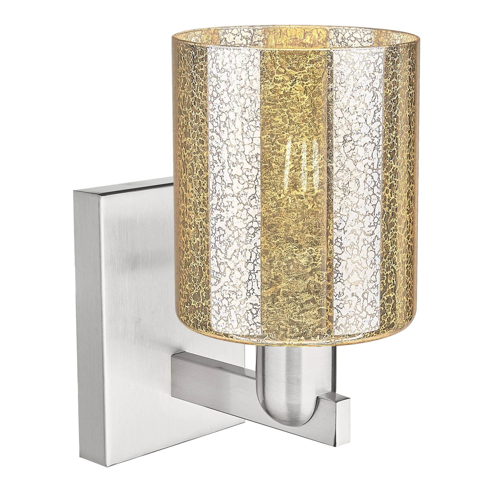 Shown in Brushed Satin Nickel finish and Mercury glass