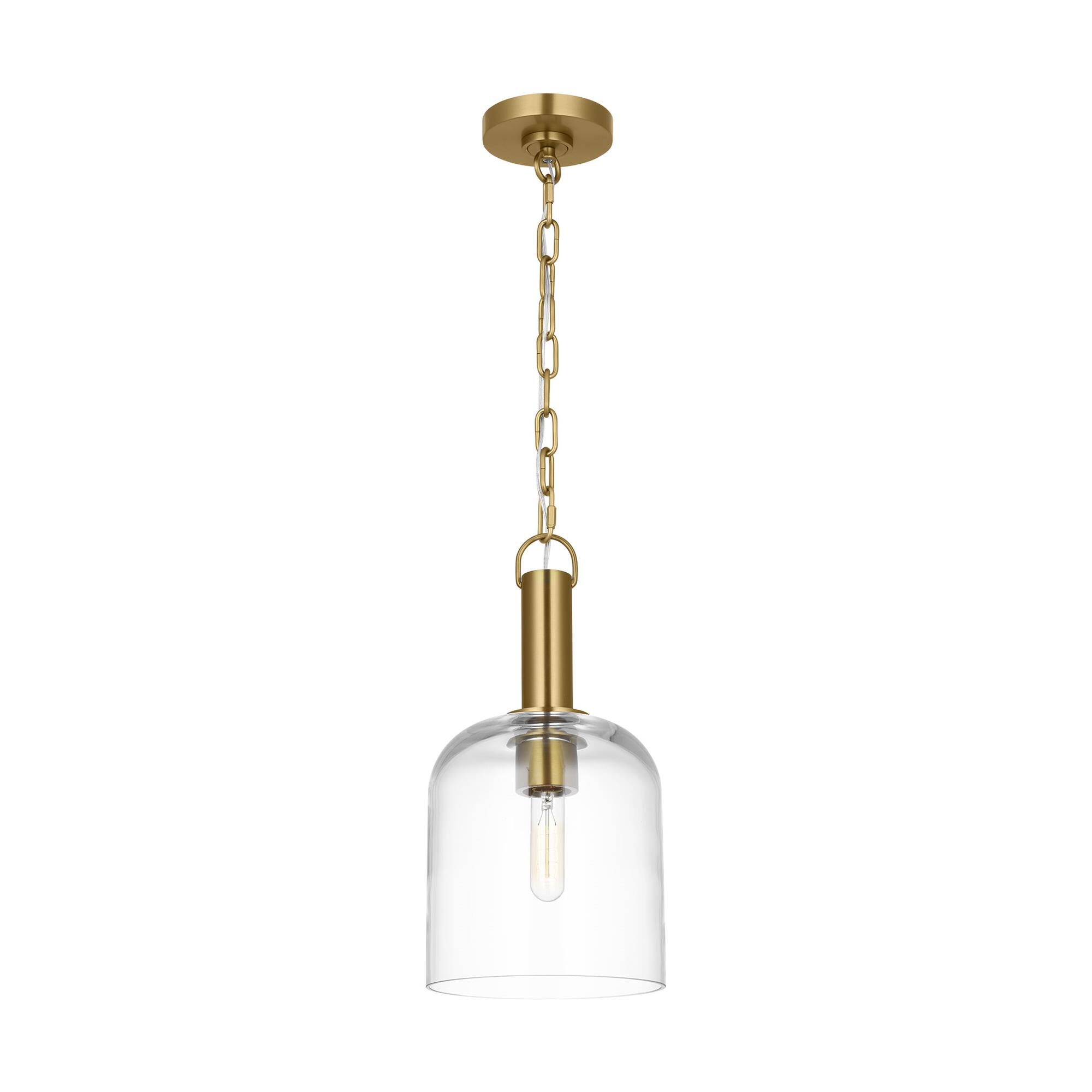 Shown in Burnished Brass finish and Clear glass