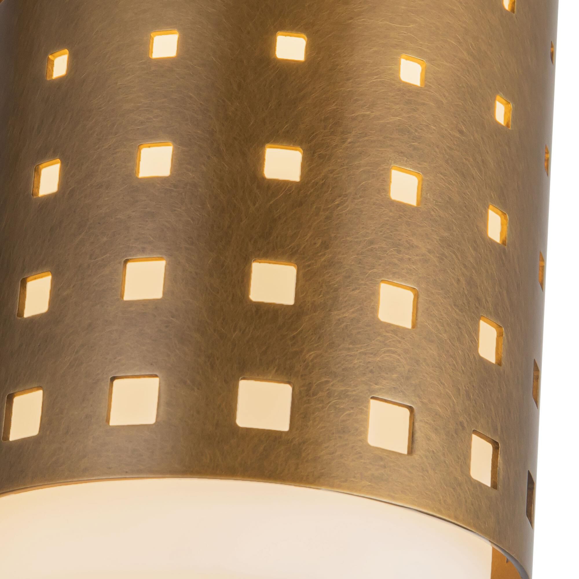 Shown in Vintage Brass finish and Clear Exterior Opal Interior glass