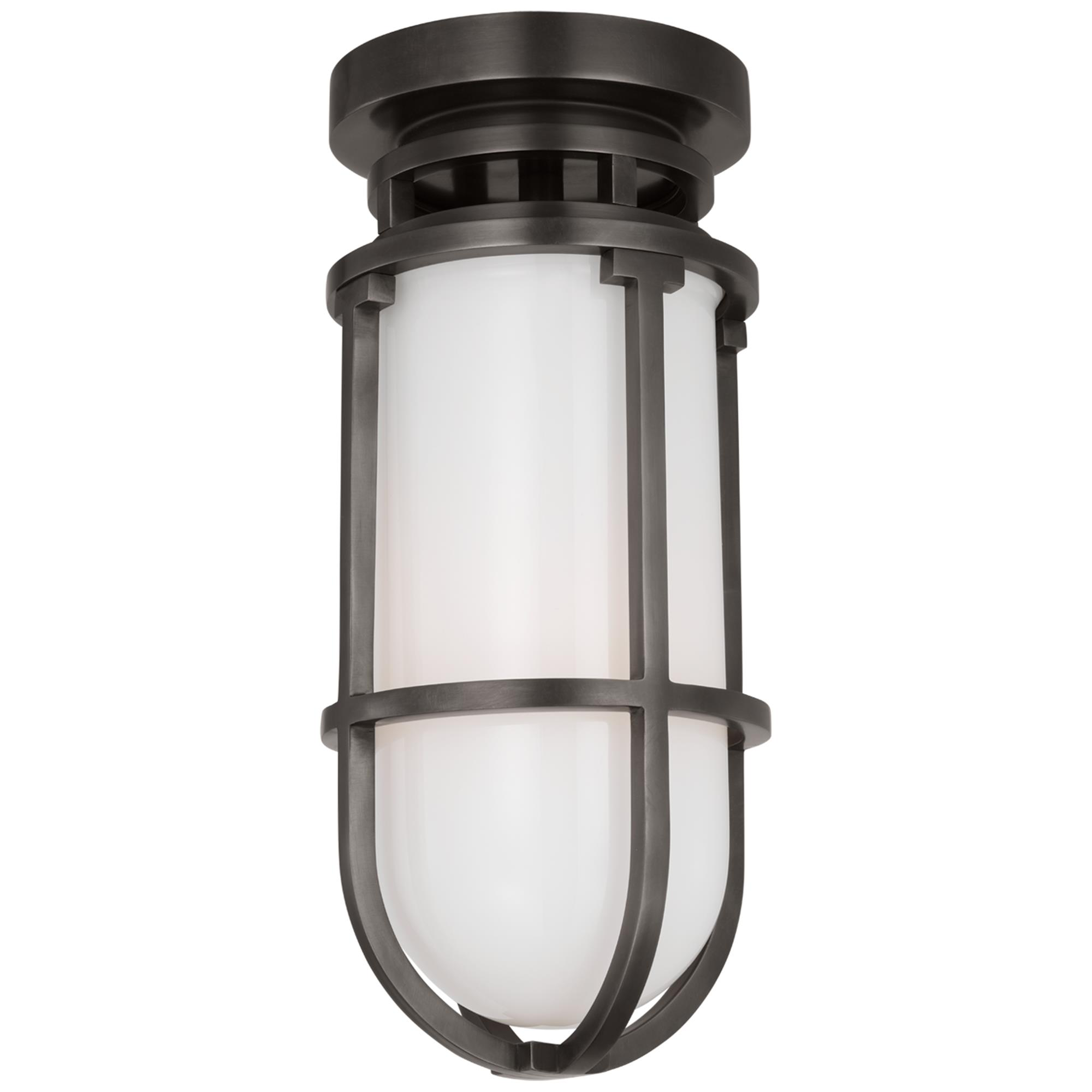Shown in Bronze finish and White glass