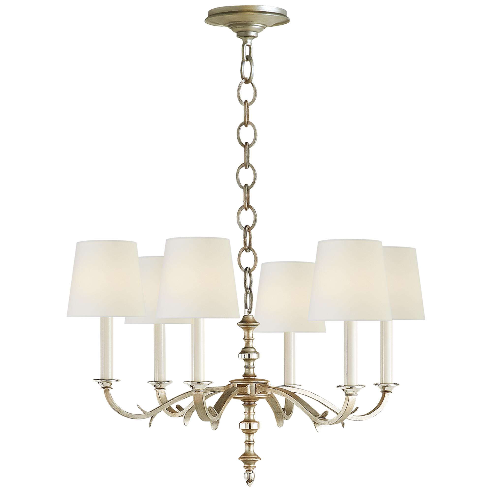 Shown in Burnished Silver Leaf finish and Linen shade