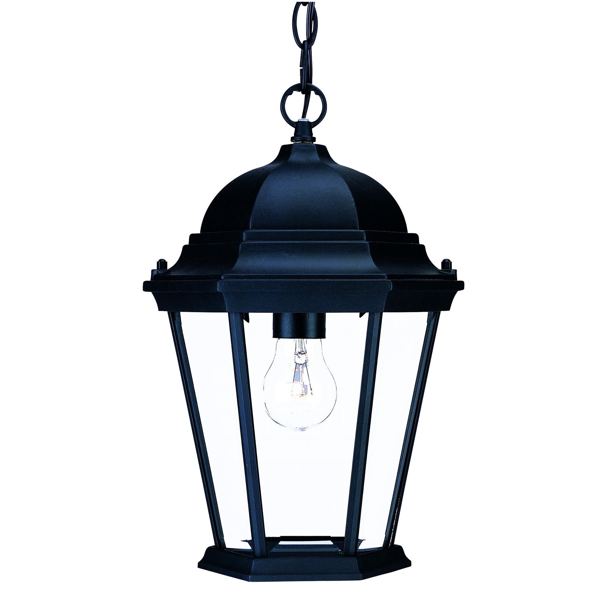 Shown in Matte Black finish and Clear glass and Clear Beveled Glass Panes shade