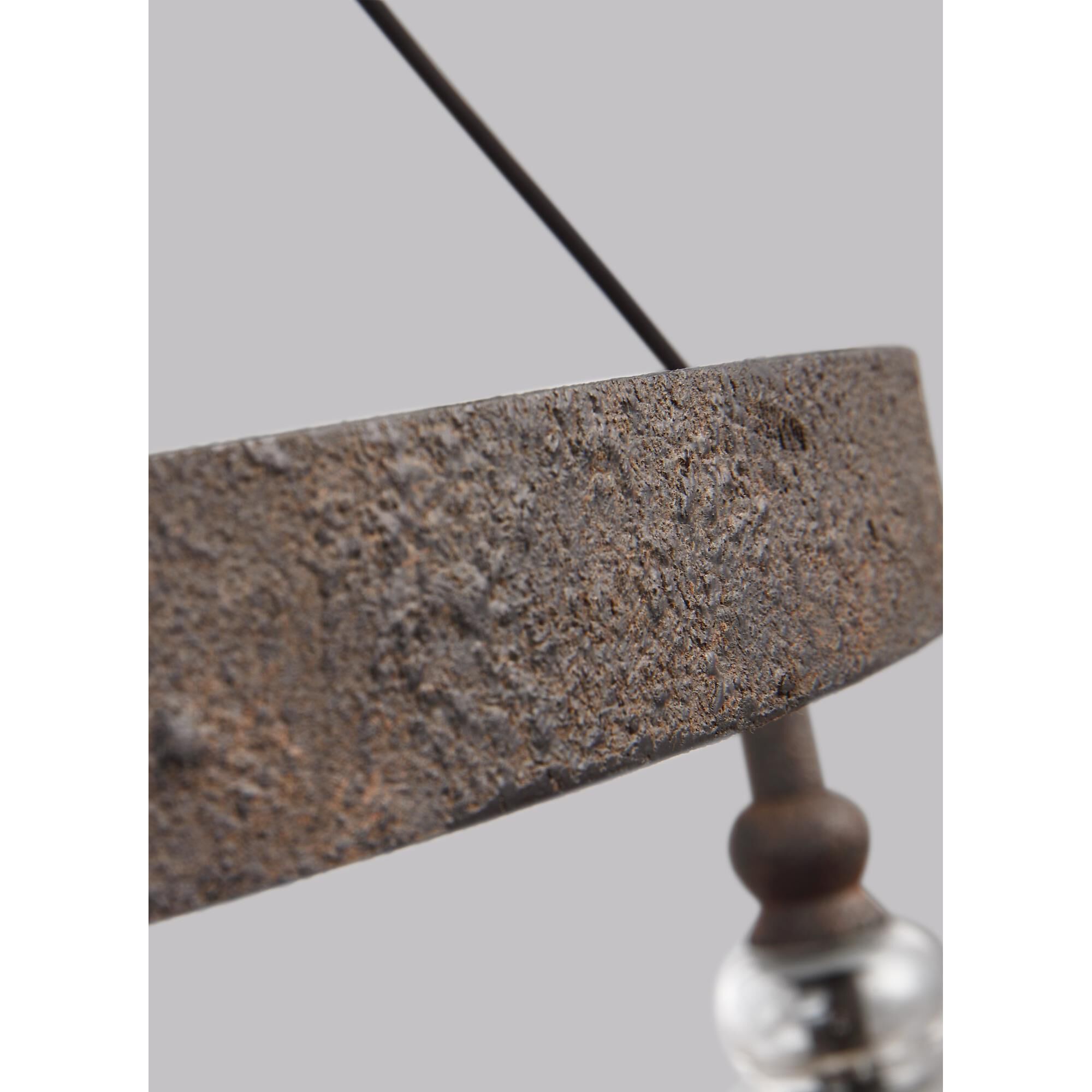 Shown in Dark Weathered Iron finish and Clear Seeded glass