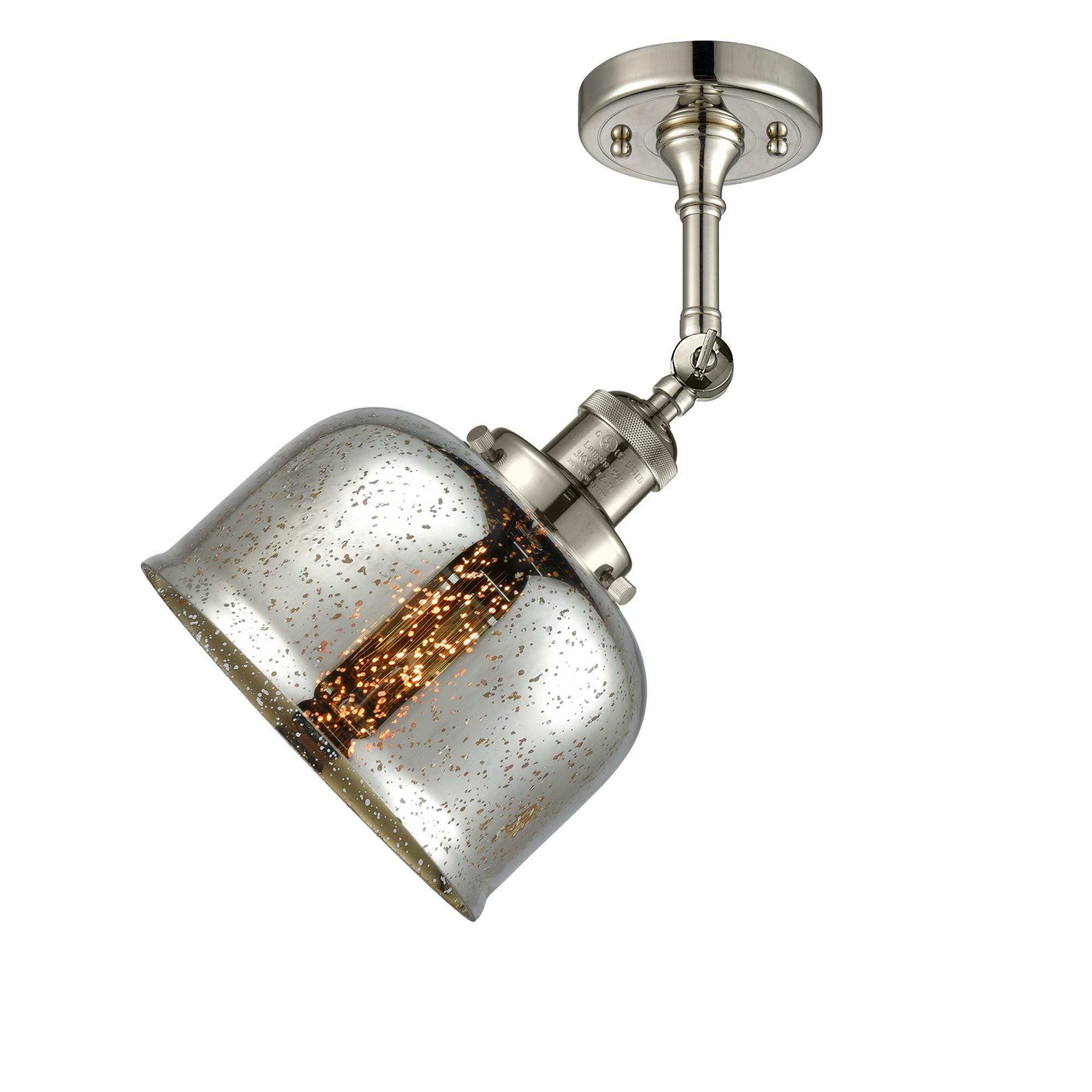 Shown in Polished Nickel finish and Silver Plated Mercury Large Bell glass and No Accent accent