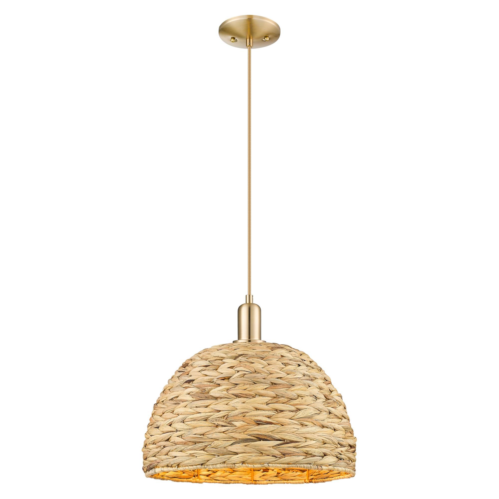 Bruno Marashlian Woven Rattan 16 Inch Large Pendant by Innovations Lighting