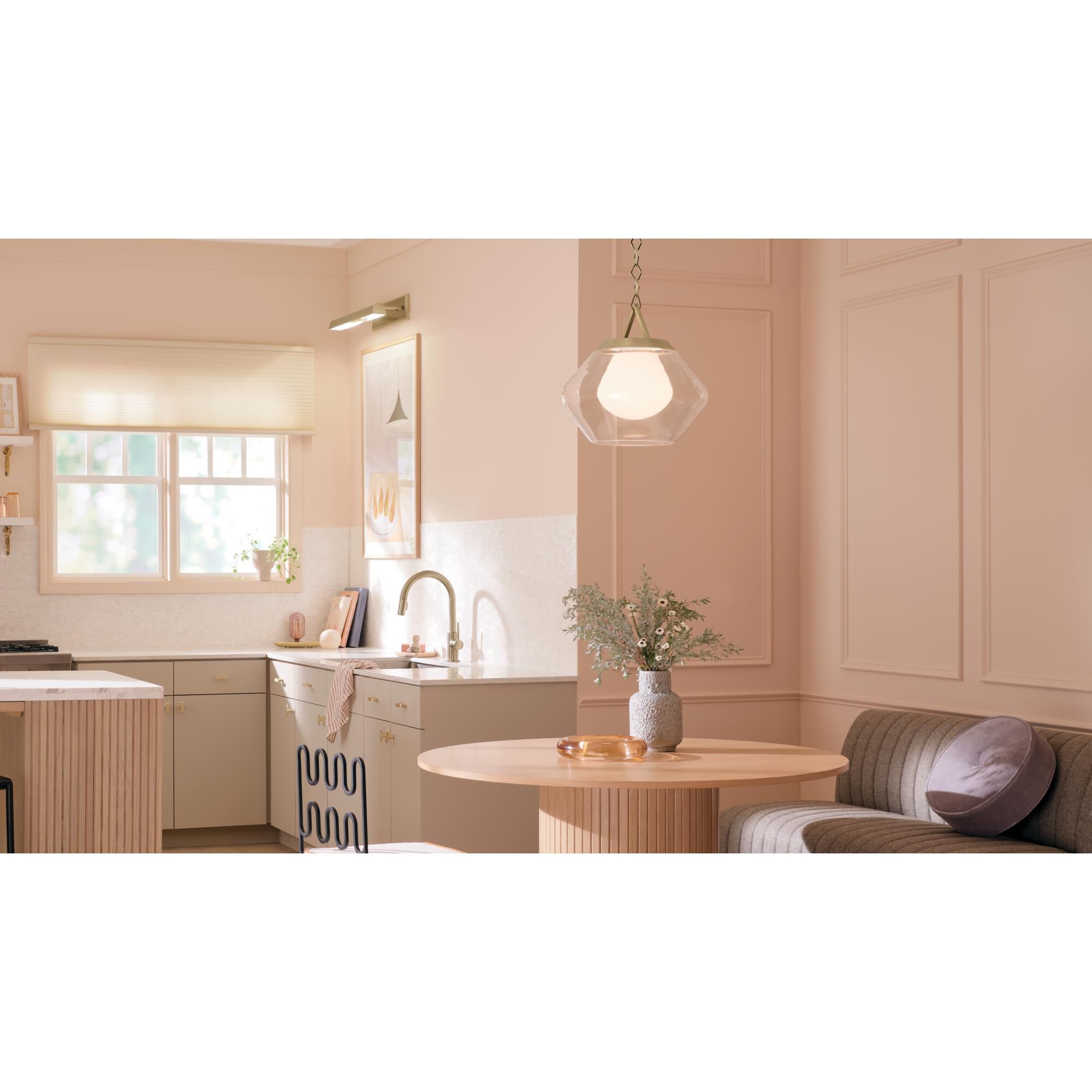 Shown in Champagne Bronze finish and Clear Outer Glass with Opal Interior glass