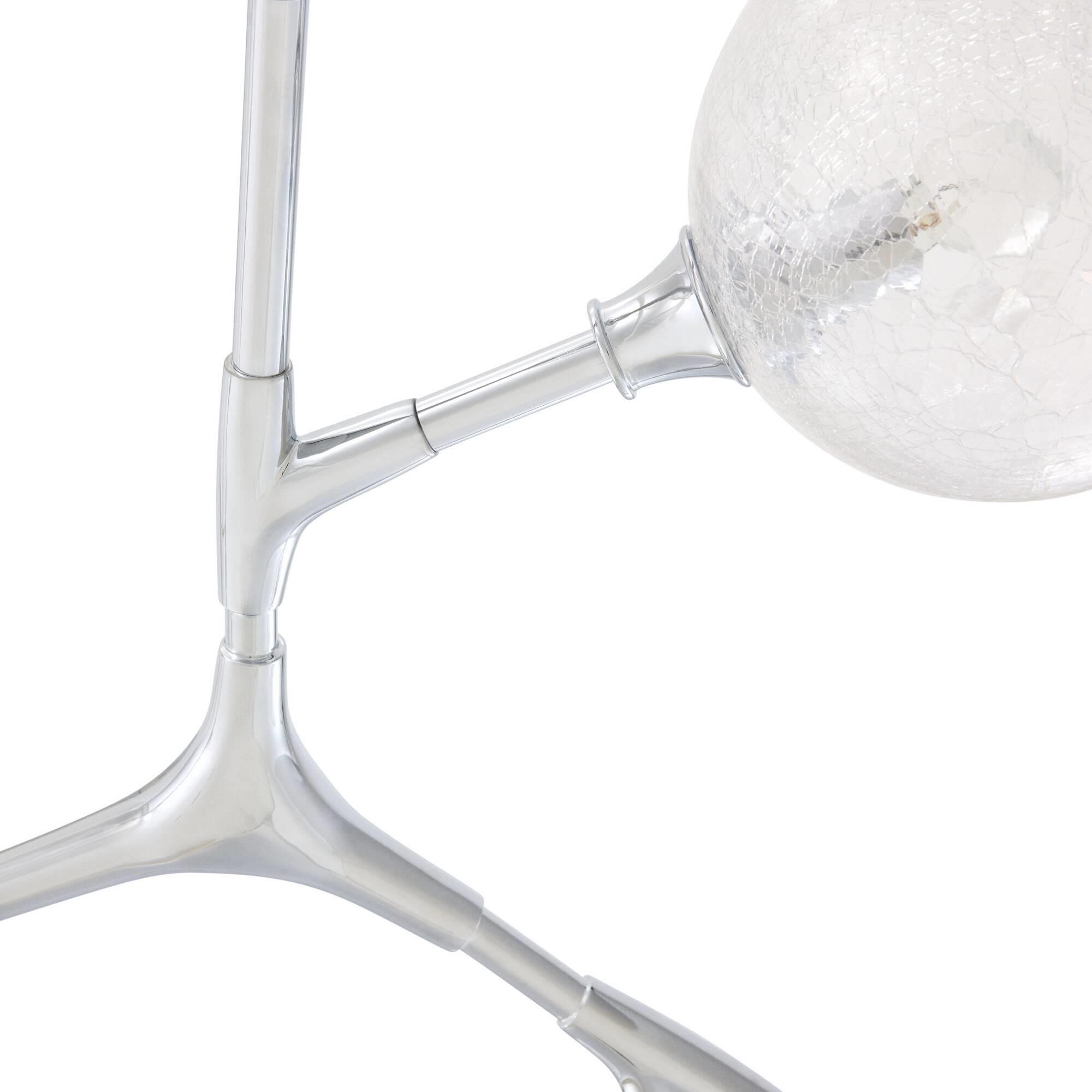 Shown in Chrome finish and Clear Crackle glass