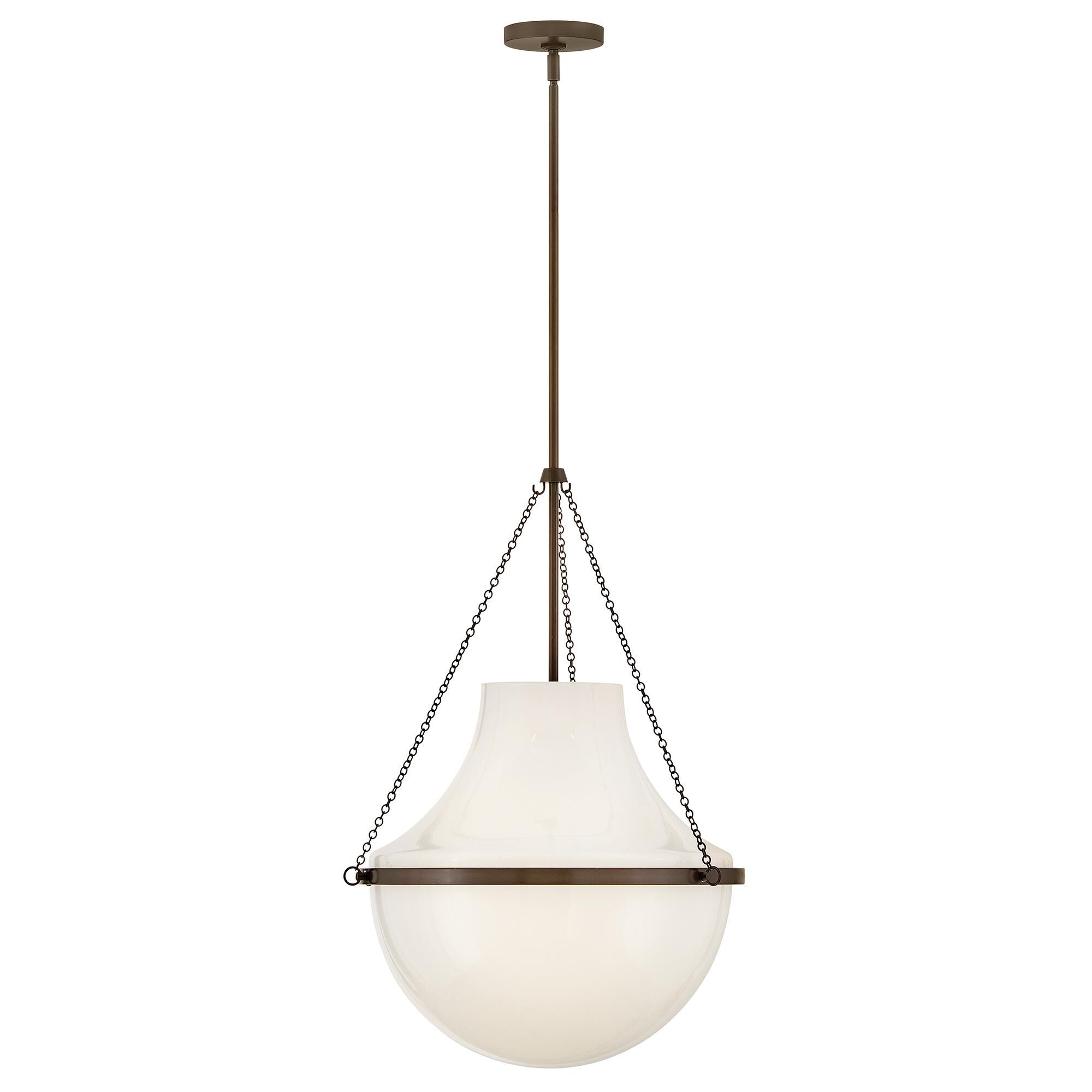 Shown in Heritage Bronze finish and Cased Opal glass