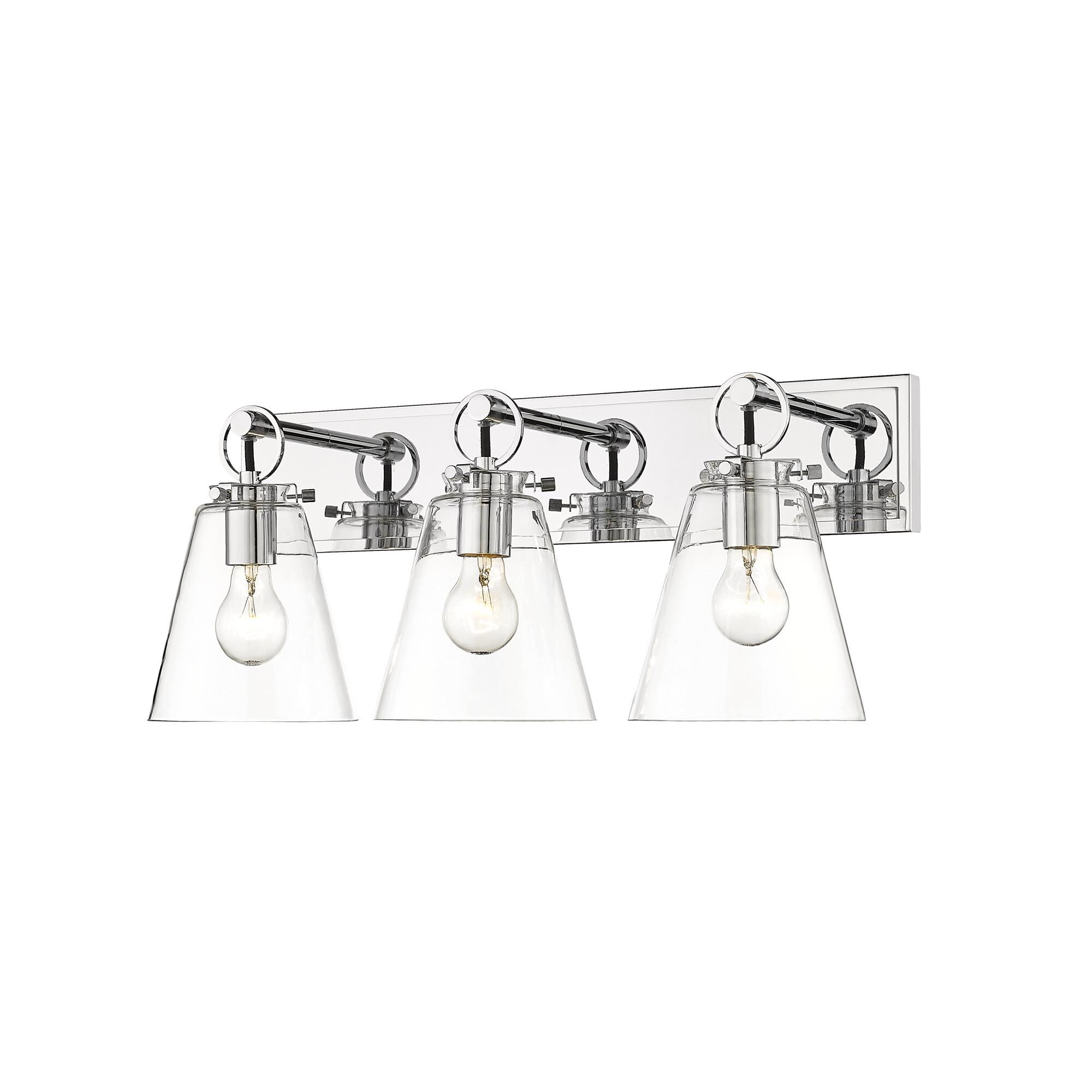 Shown in Chrome finish and Glass shade