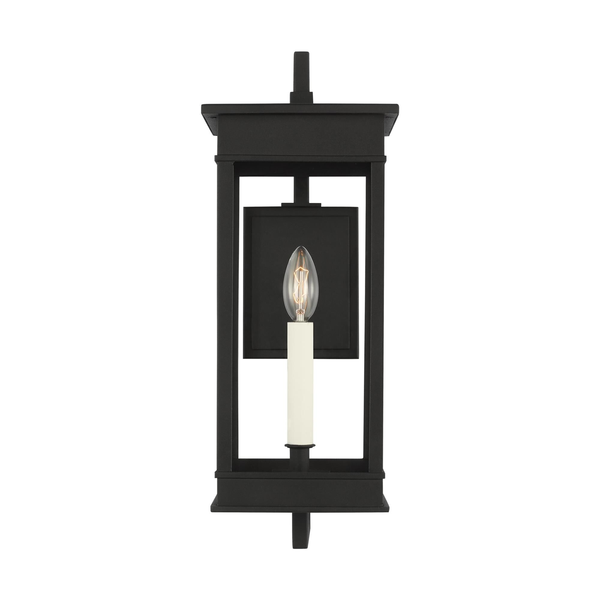 Shown in Textured Black finish and Clear Glass Panels shade