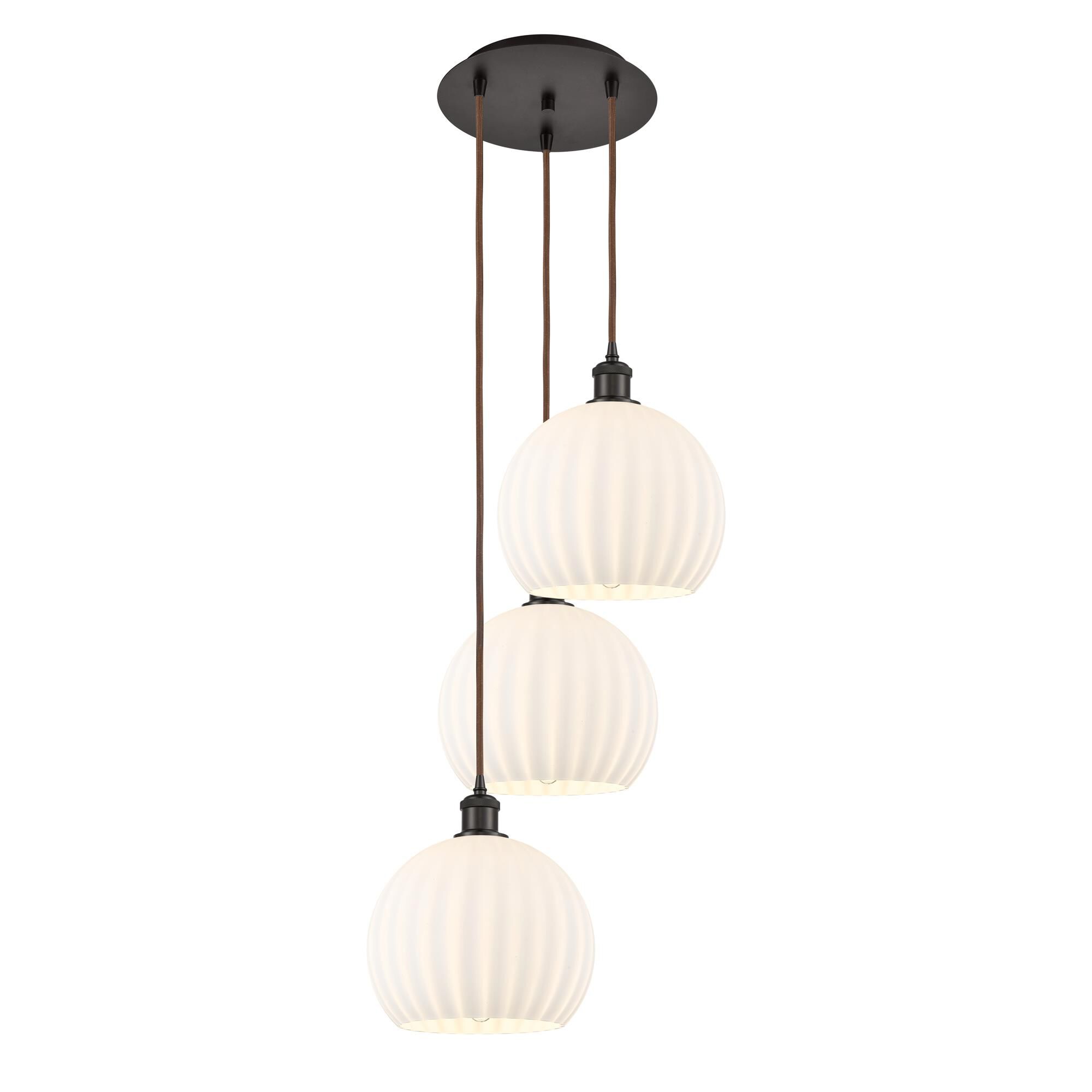 Shown in Oil Rubbed Bronze finish and White Venetian glass