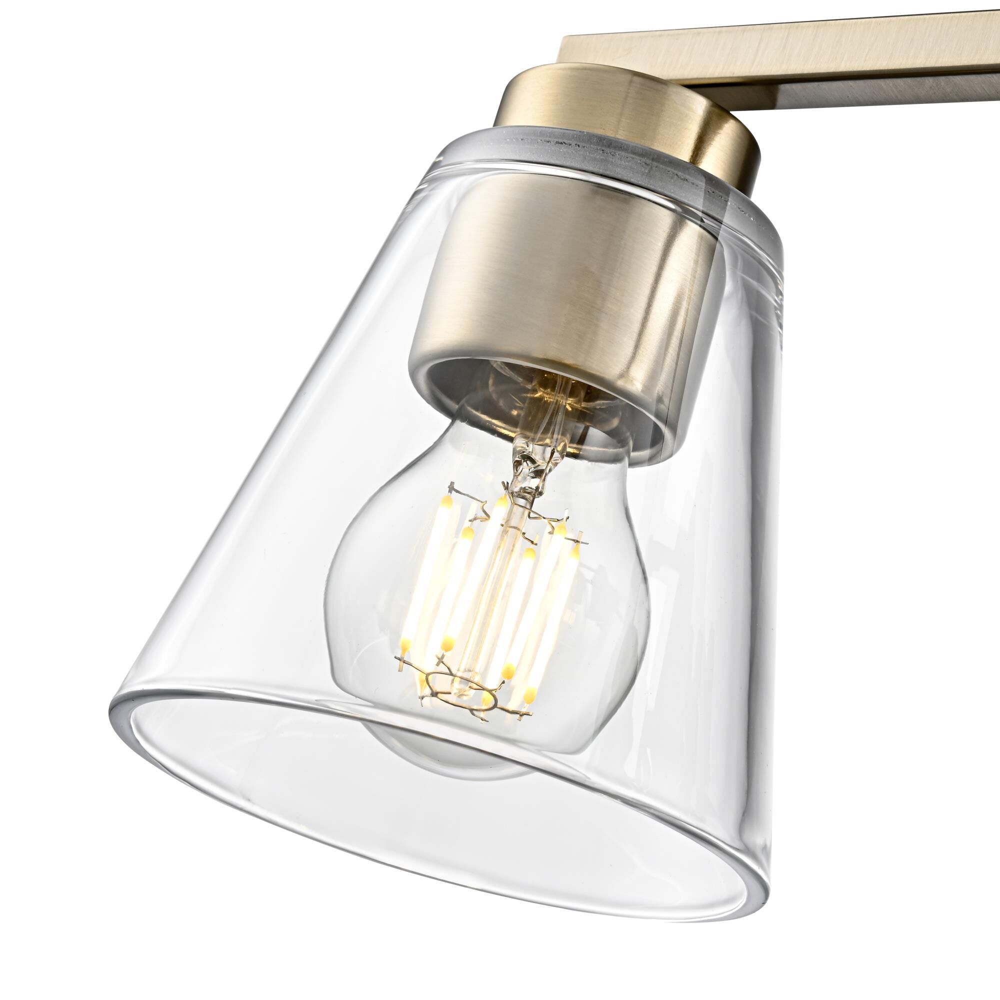 Shown in Modern Gold finish and Clear glass