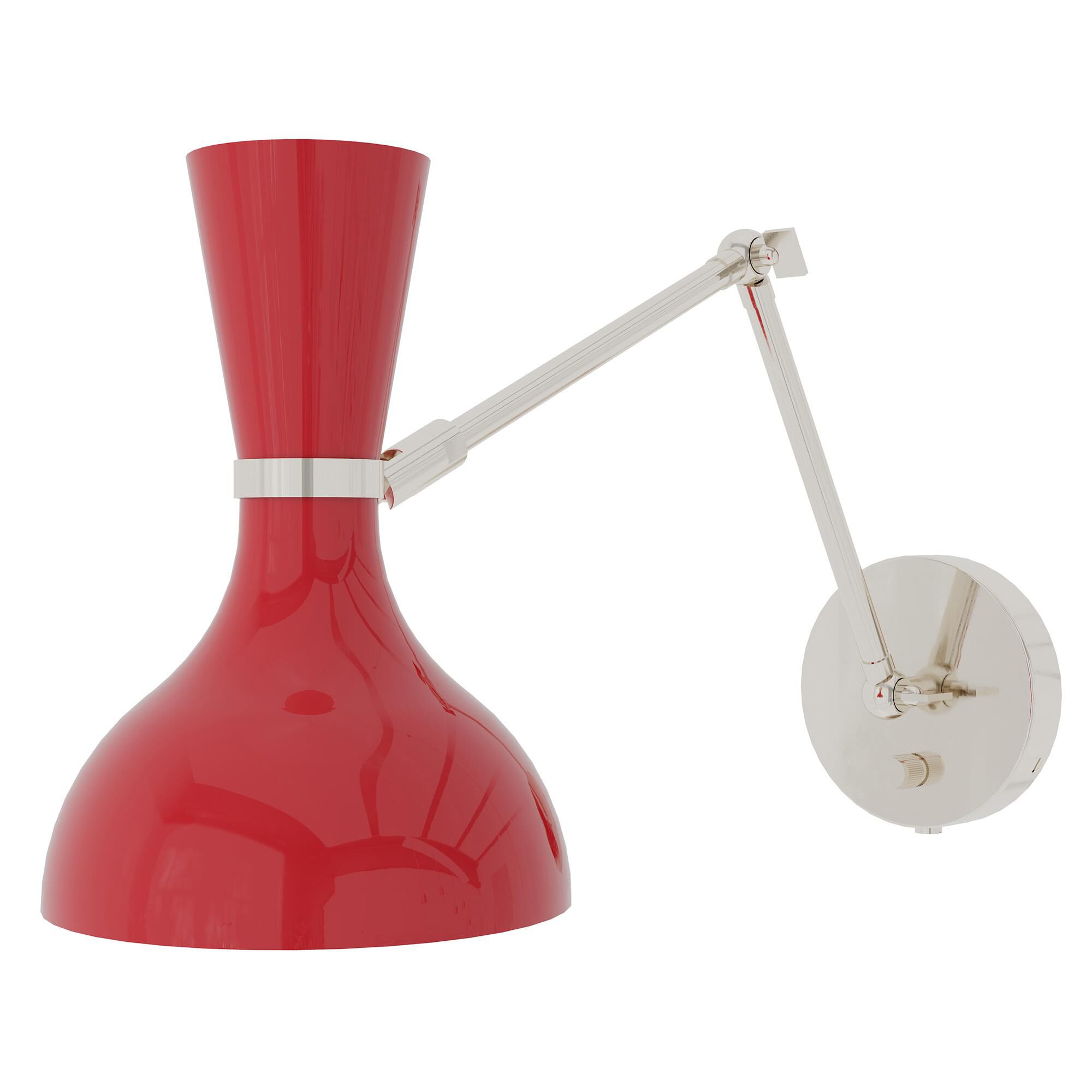 Shown in Polished Nickel finish and Ruby Red shade
