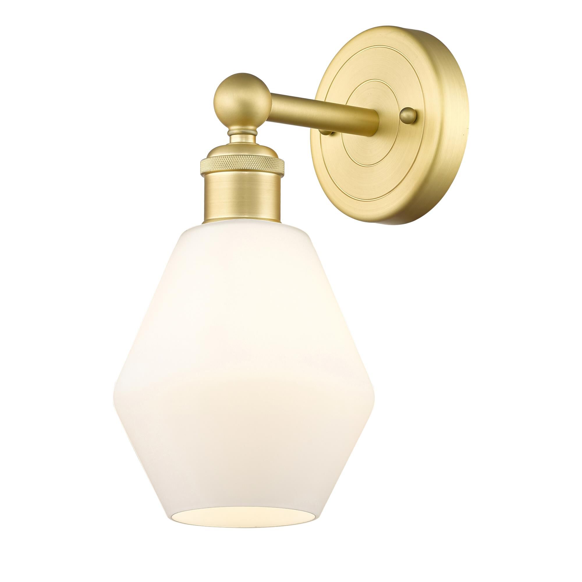 Shown in Satin Gold finish and Cased Matte White glass