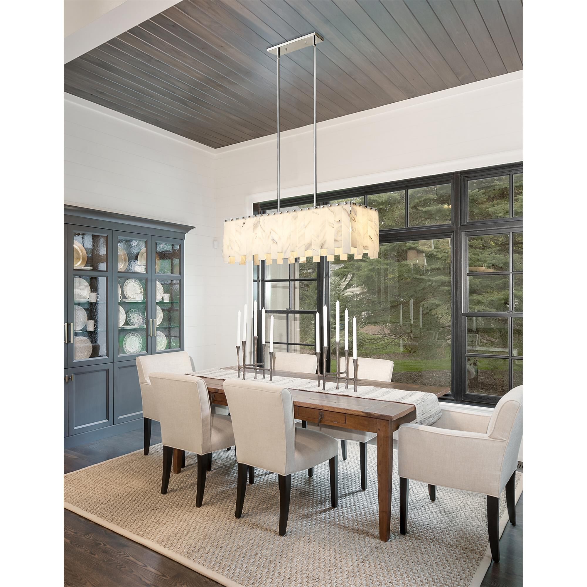 Shown in Polished Nickel finish and Alabaster Resin shade