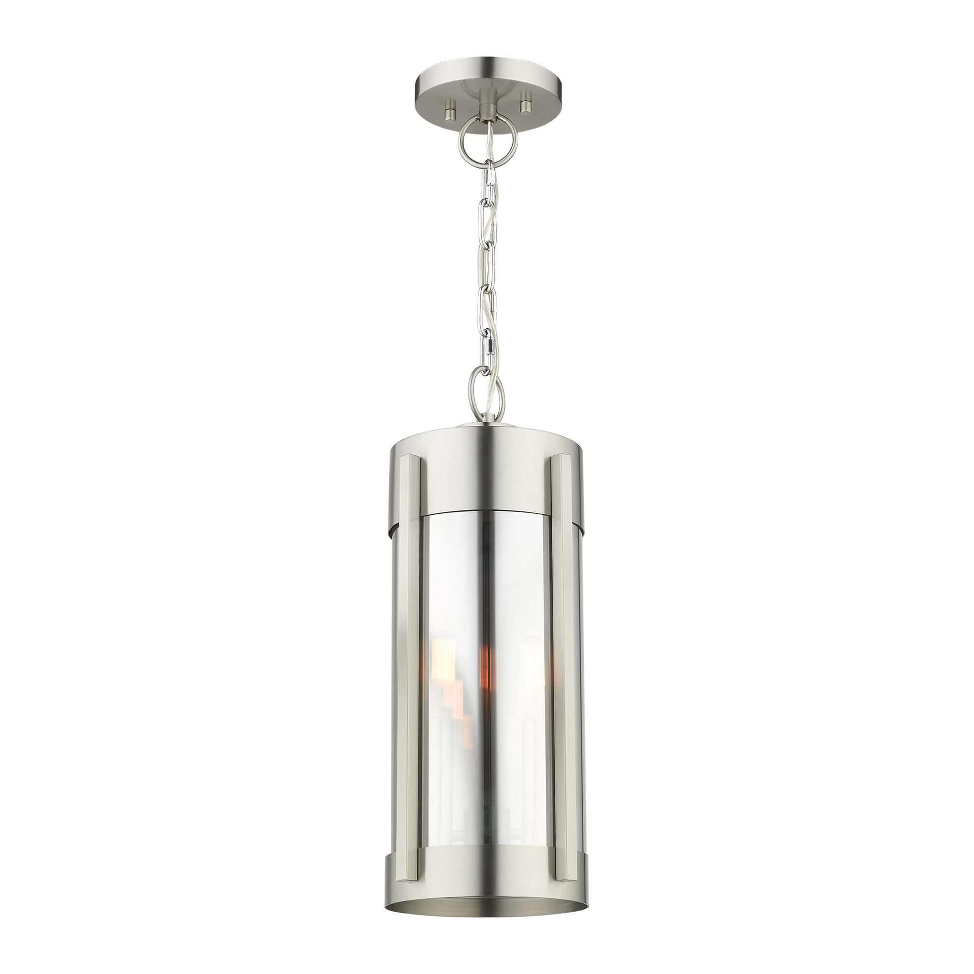 Shown in Brushed Nickel finish and Electrical Plated Smoke glass and Electrical Plated Smoke Glass shade