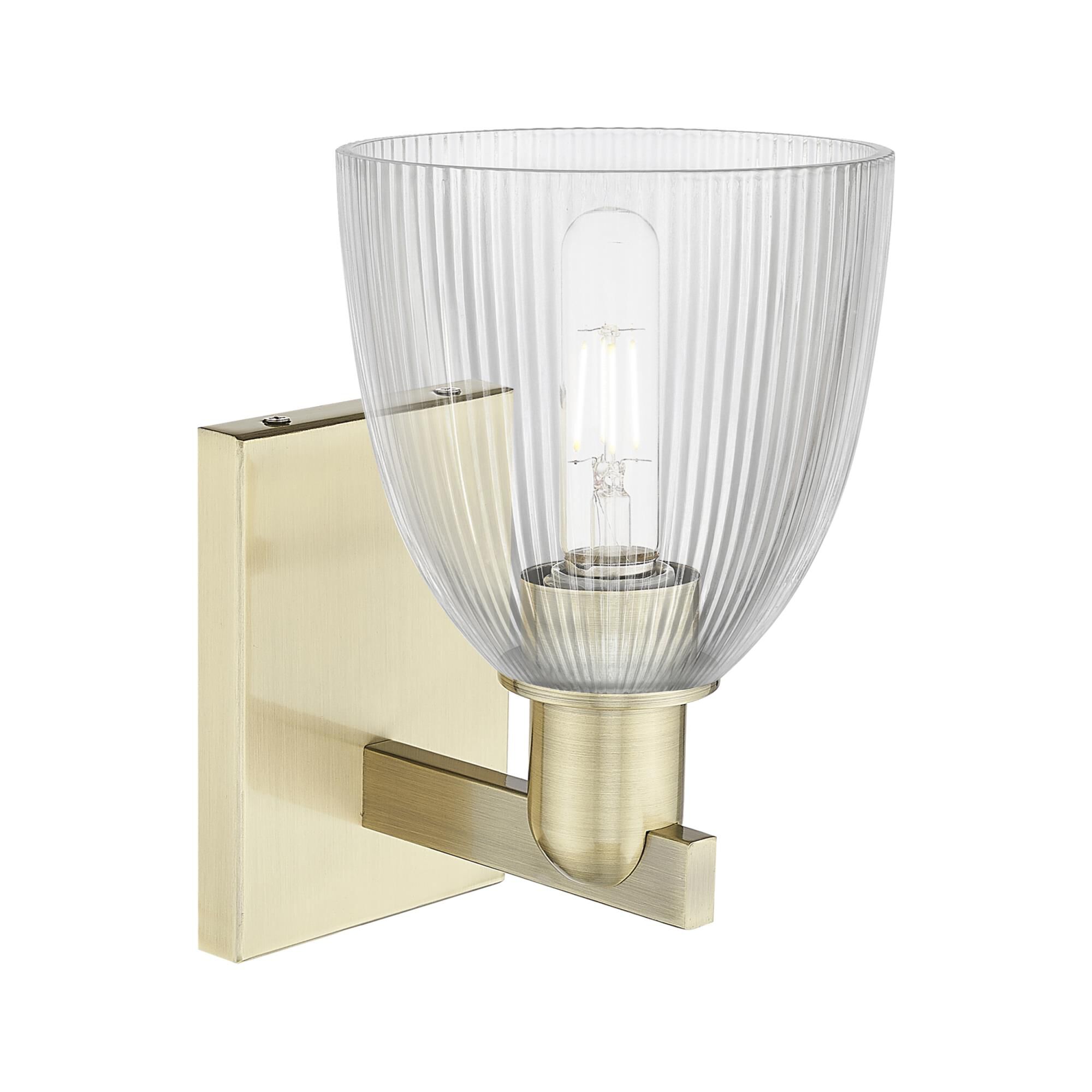 Shown in Antique Brass finish and Clear glass