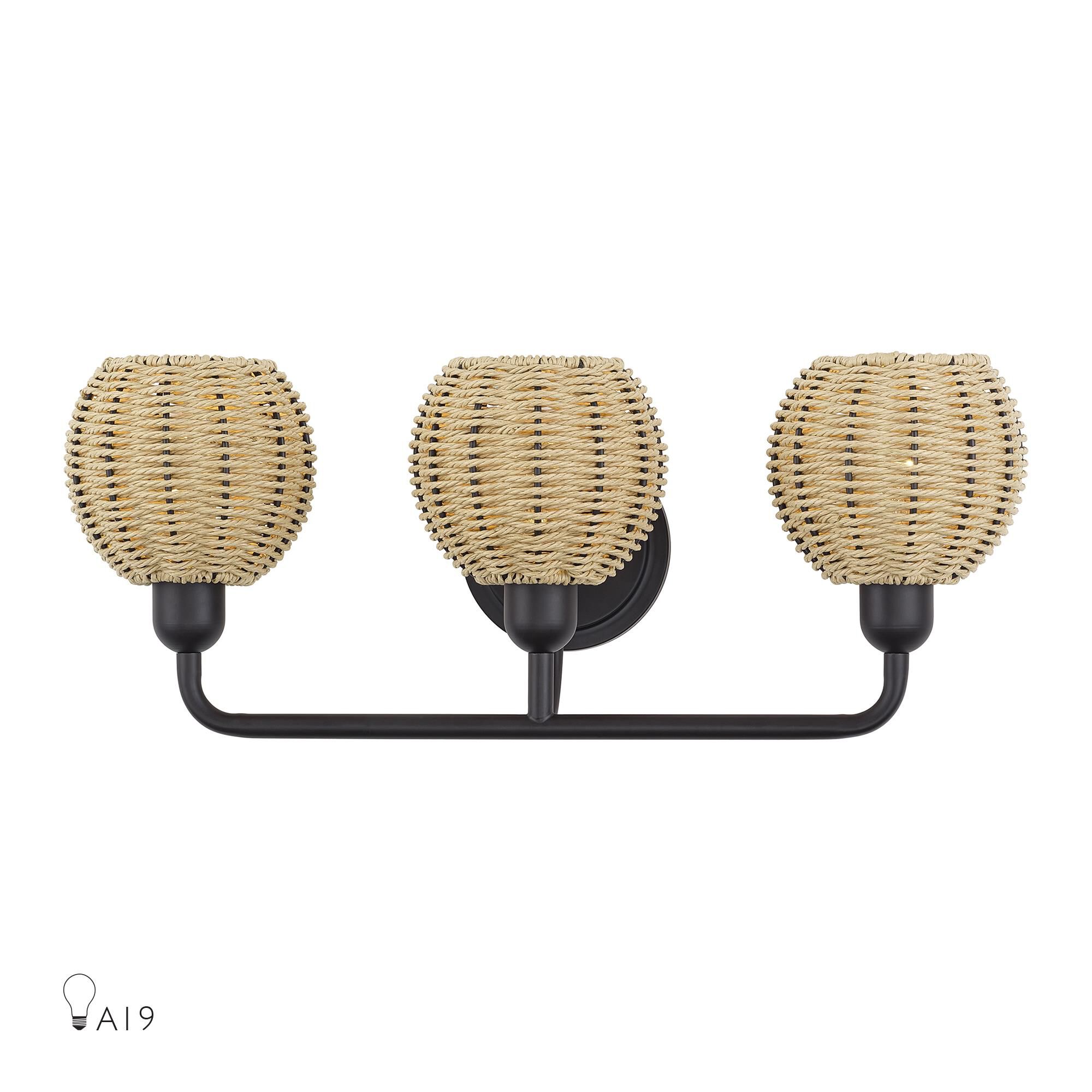 Shown in Bronze finish and Hand-Woven French Beige Paper Rope shade