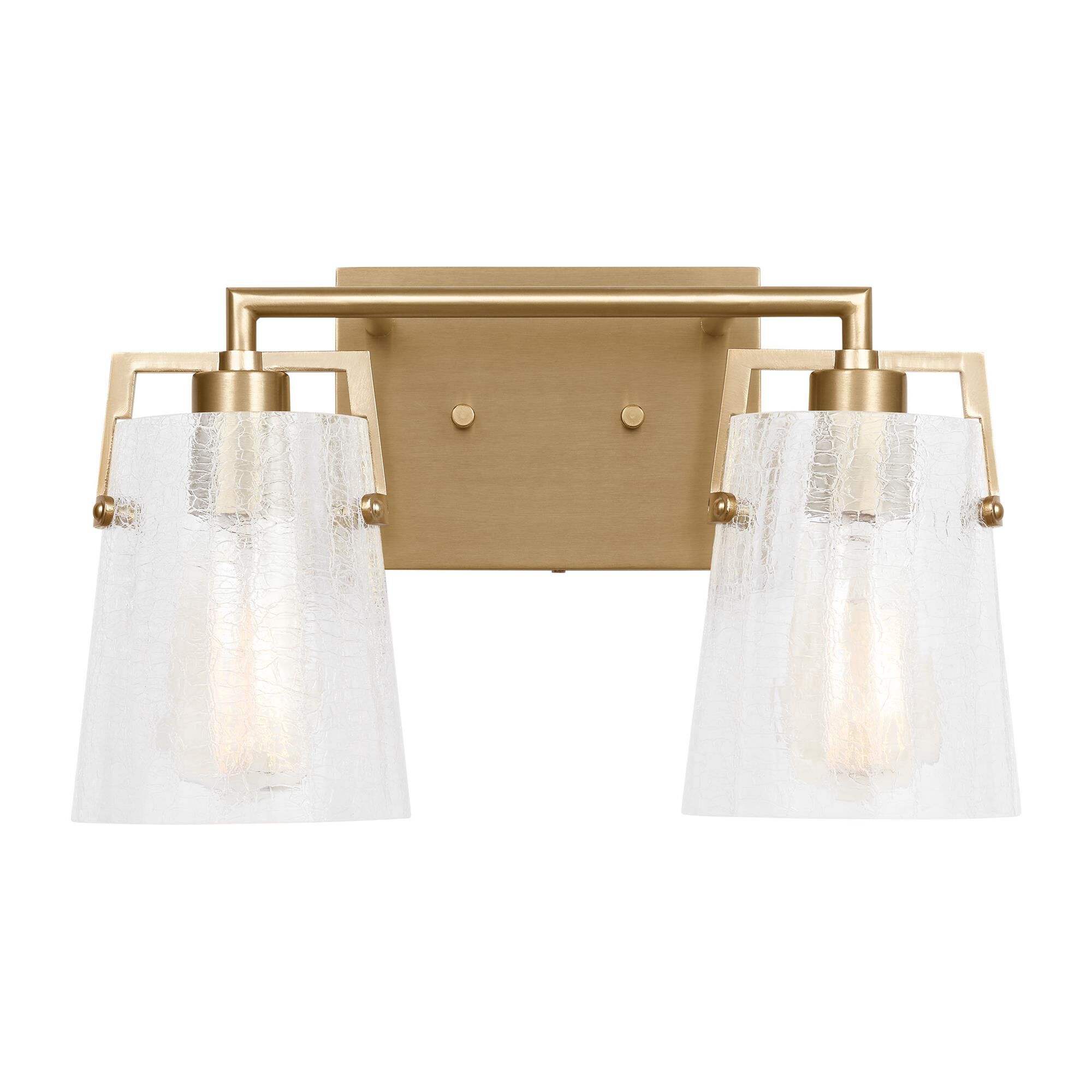 Shown in Satin Brass finish and Clear Crackle glass