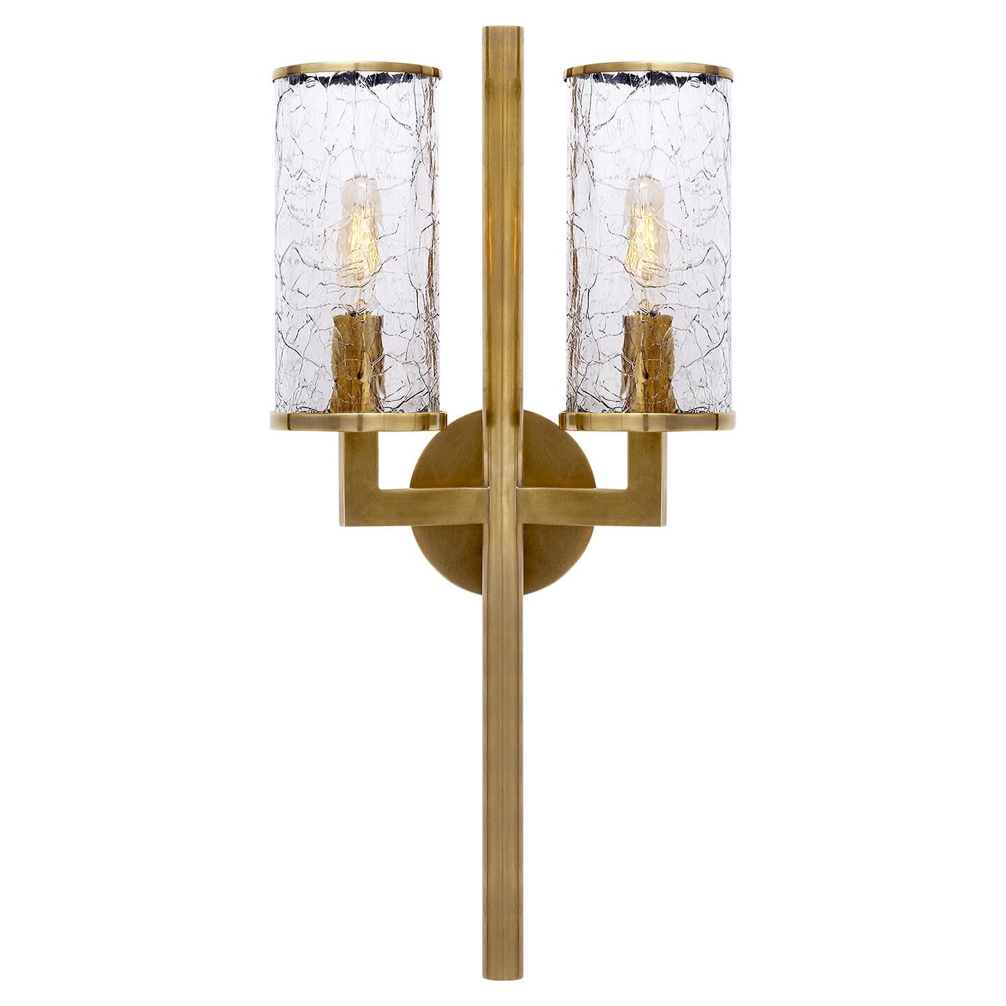 Shown in Antique-Burnished Brass finish and Crackle glass