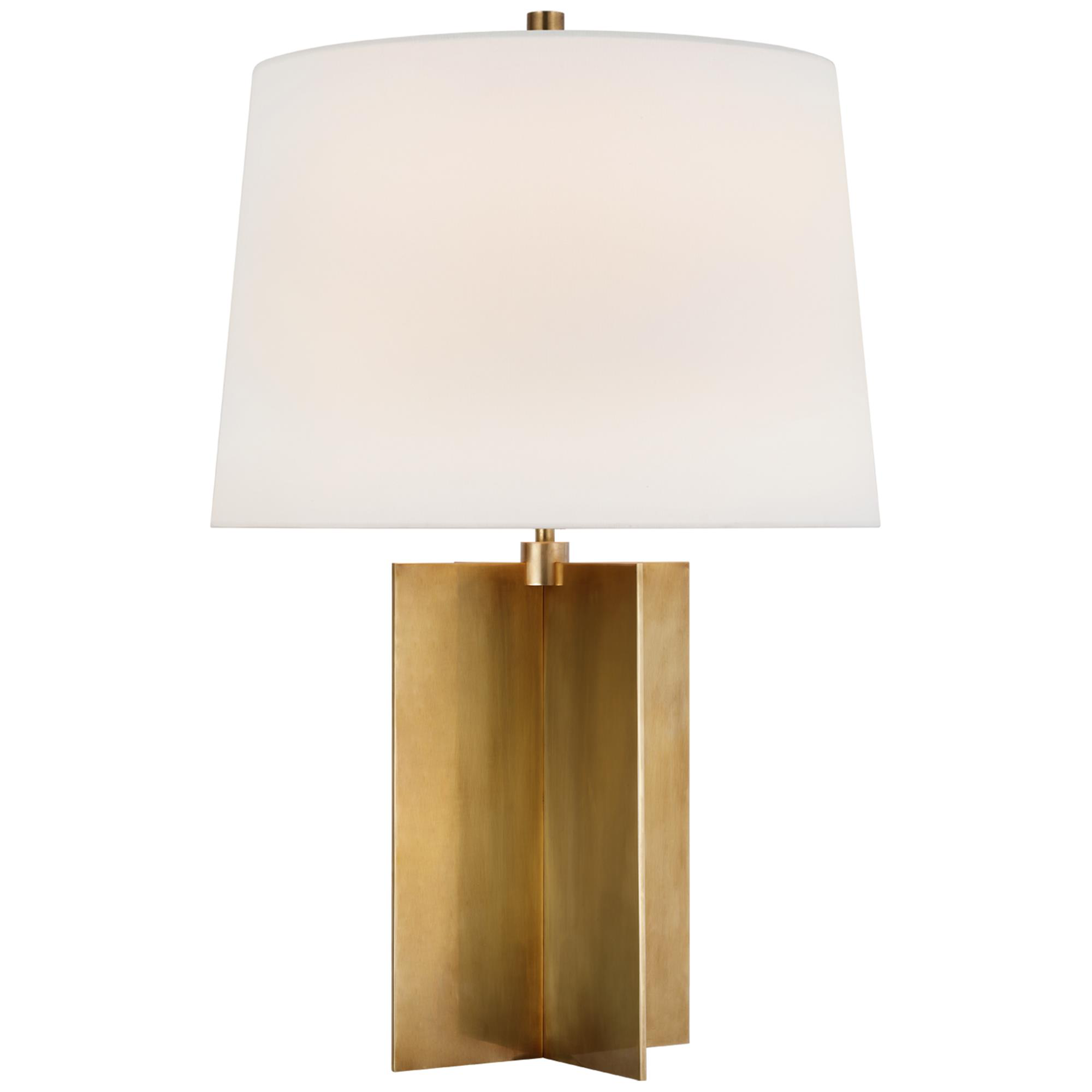 Shown in Hand-Rubbed Antique Brass finish and Linen shade