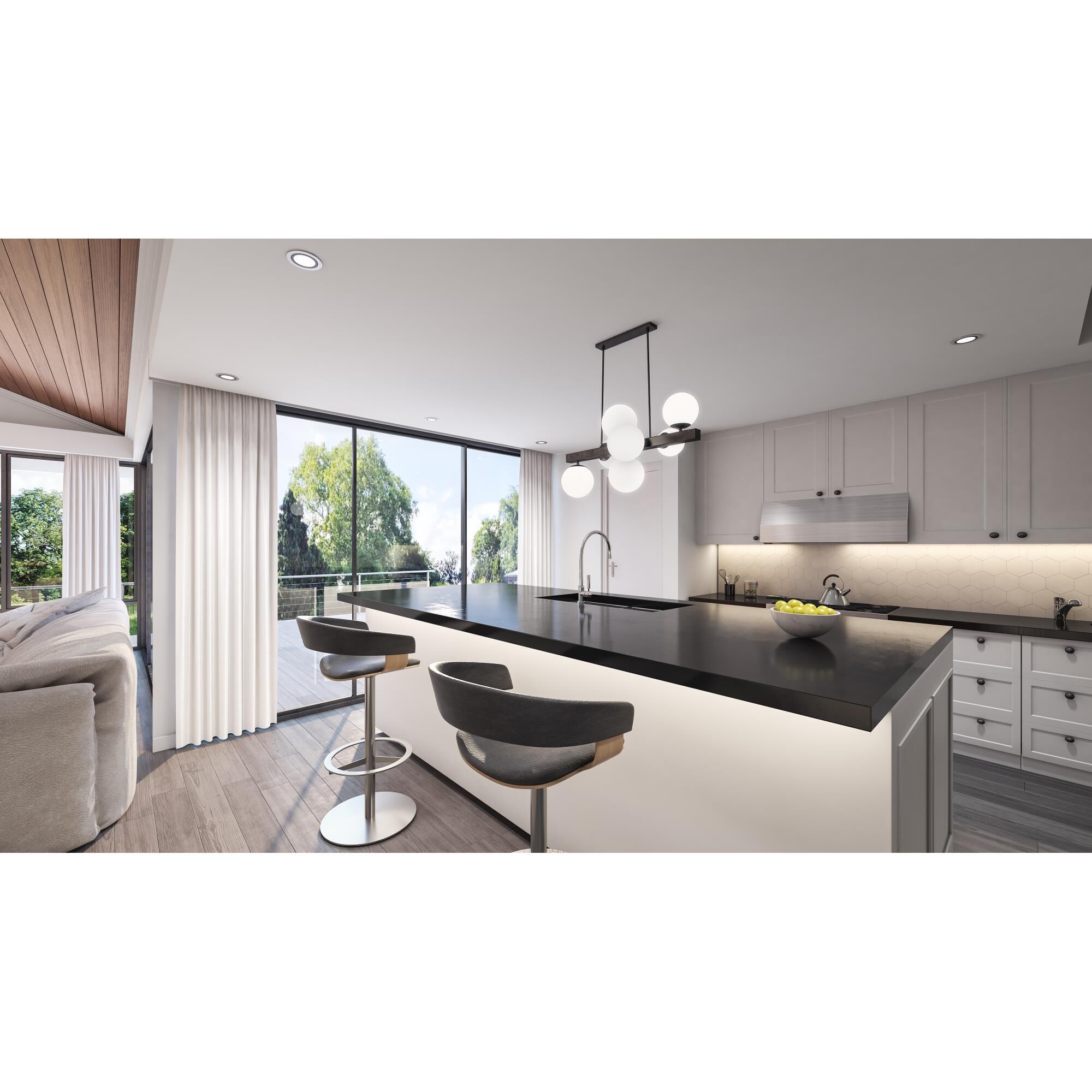 Shown in Matte Black finish and Opal White glass