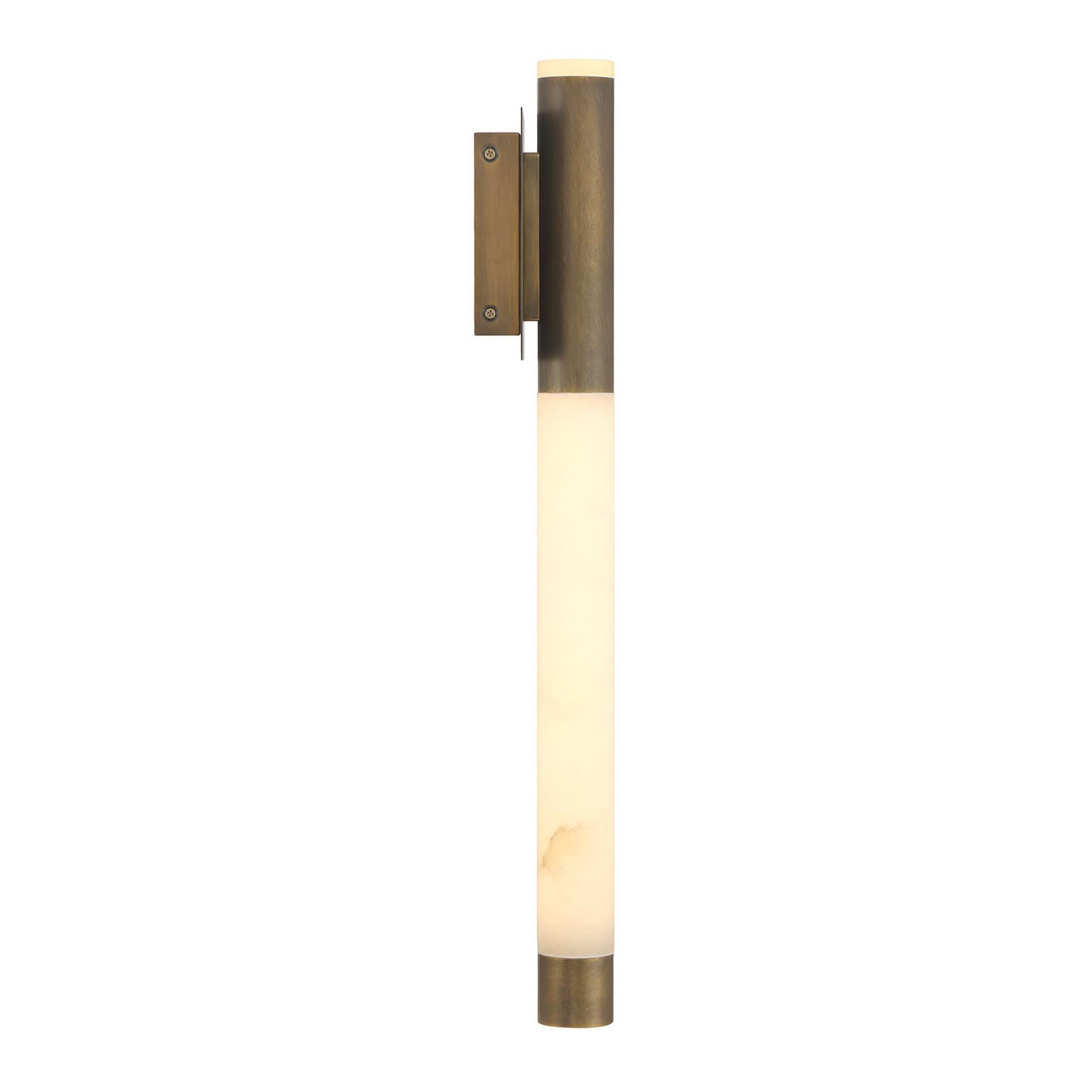 Shown in Weathered Brass finish and Alabaster glass