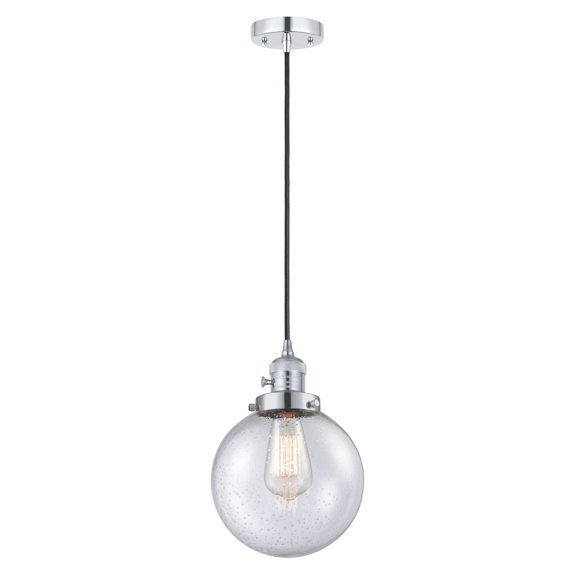 Shown in Polished Chrome finish and Seedy glass