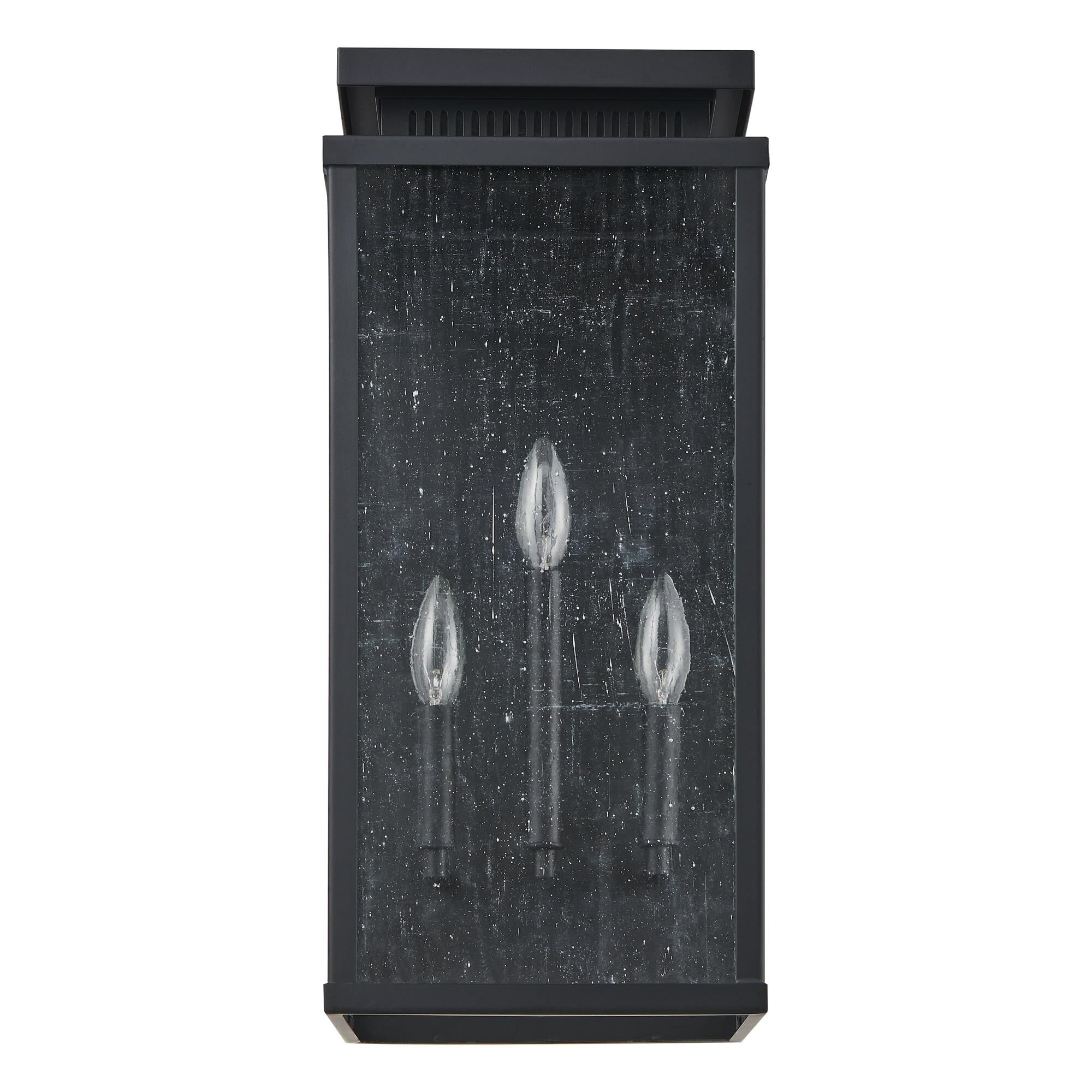 Shown in Matte Black finish and Clear Antique glass