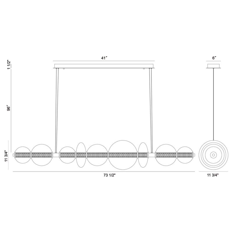 Atomo Large Linear Chandelier by Eurofase Lighting