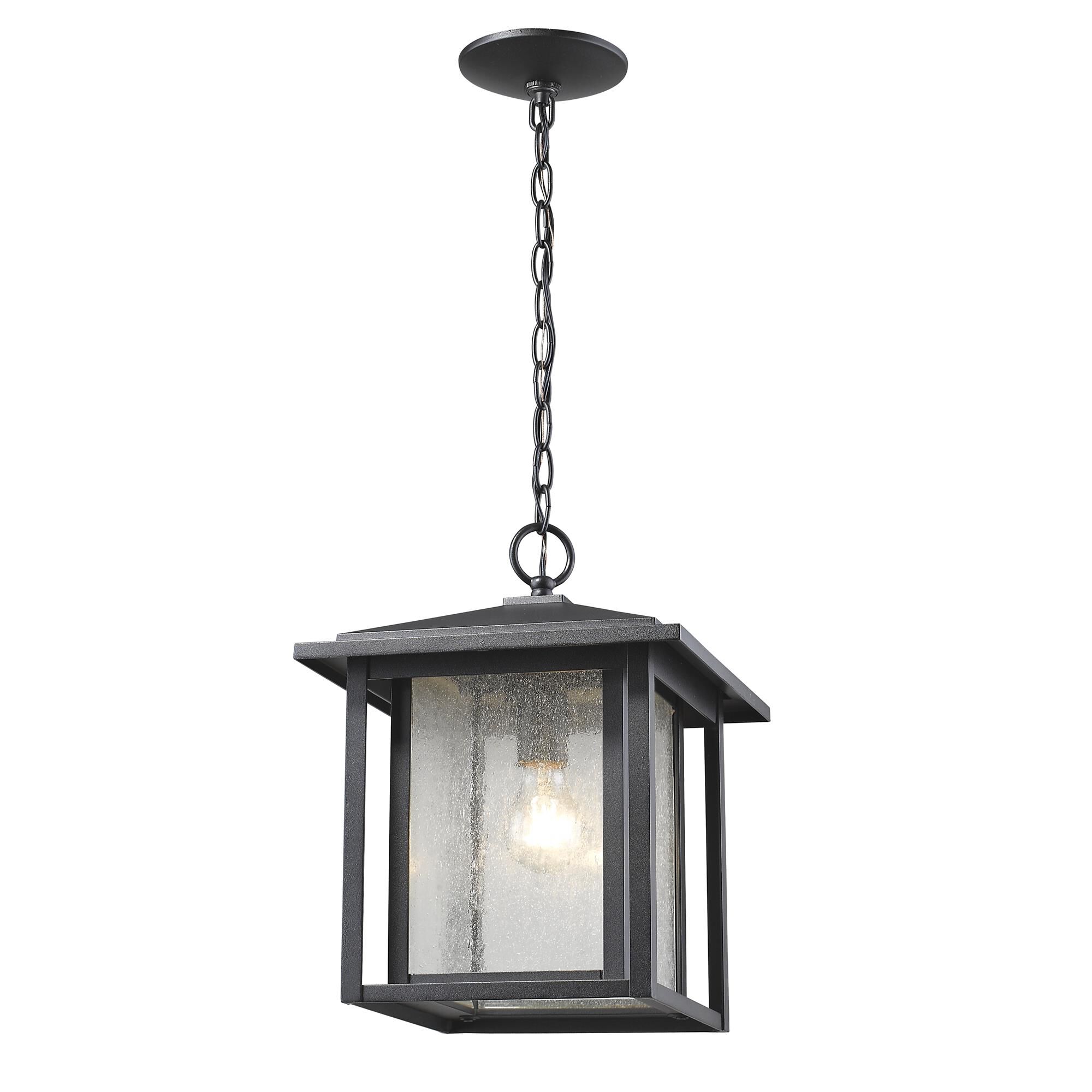 Shown in Black finish and Glass shade