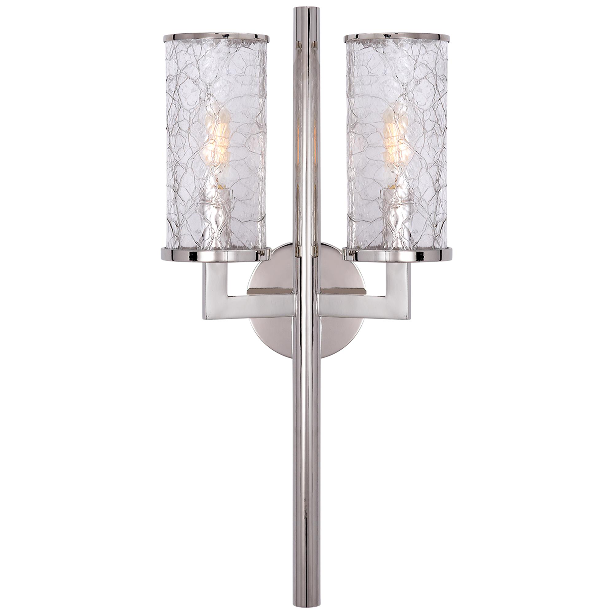 Shown in Polished Nickel finish and Crackle glass