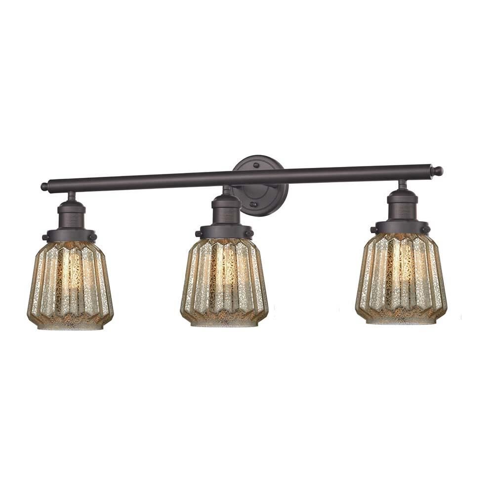 Shown in Oil Rubbed Bronze finish and Mercury Fluted glass