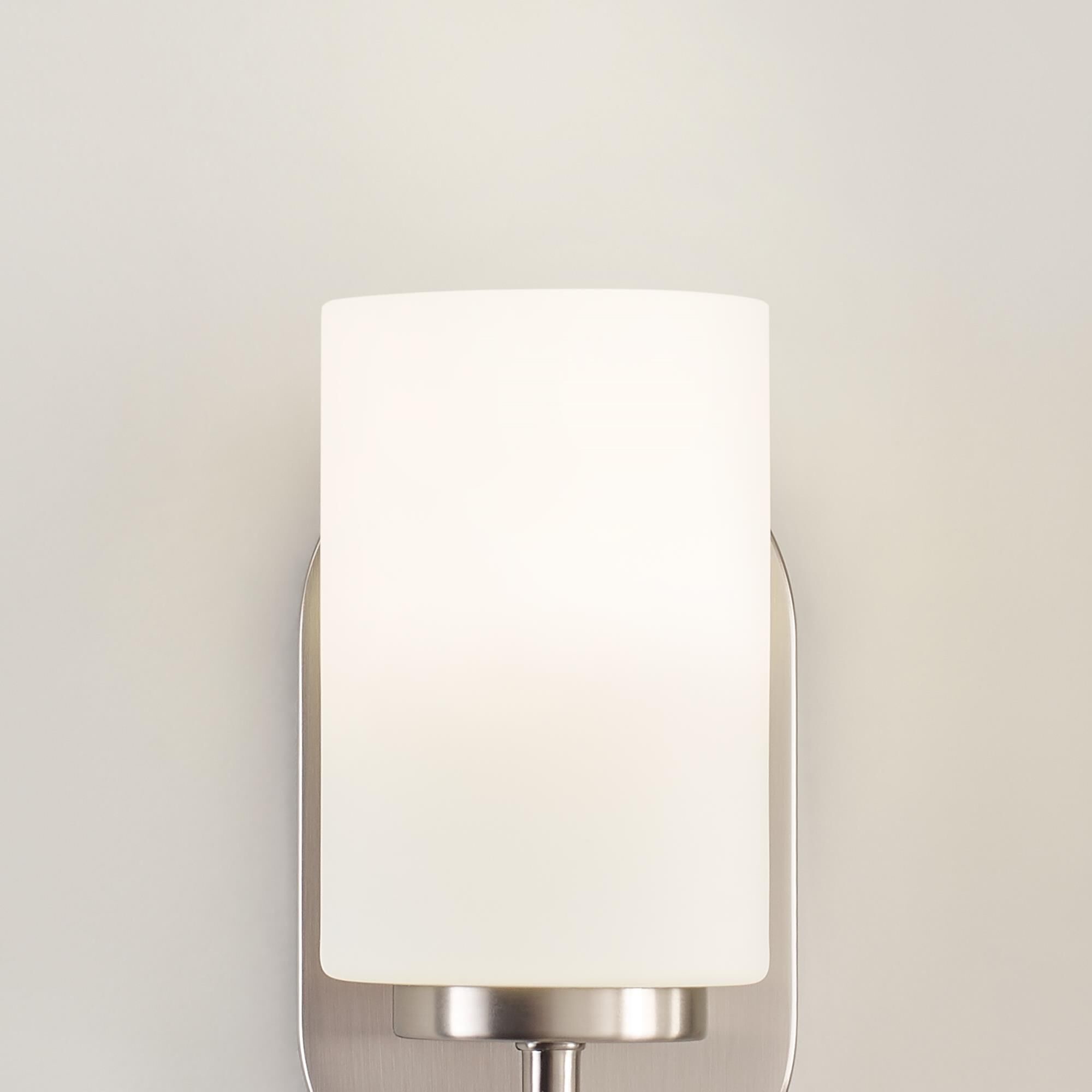 Shown in Brushed Nickel finish and Cased Opal Etchedhade glass