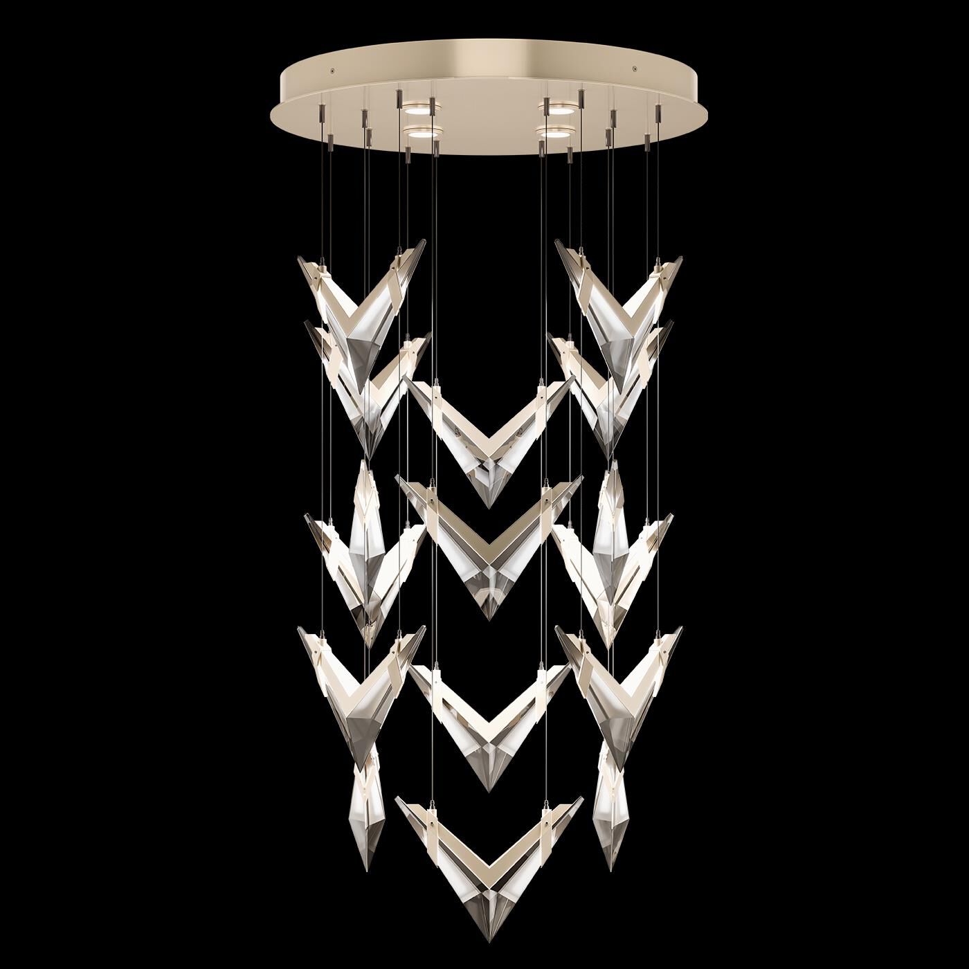 Shown in Gold finish and True crystal and False glass