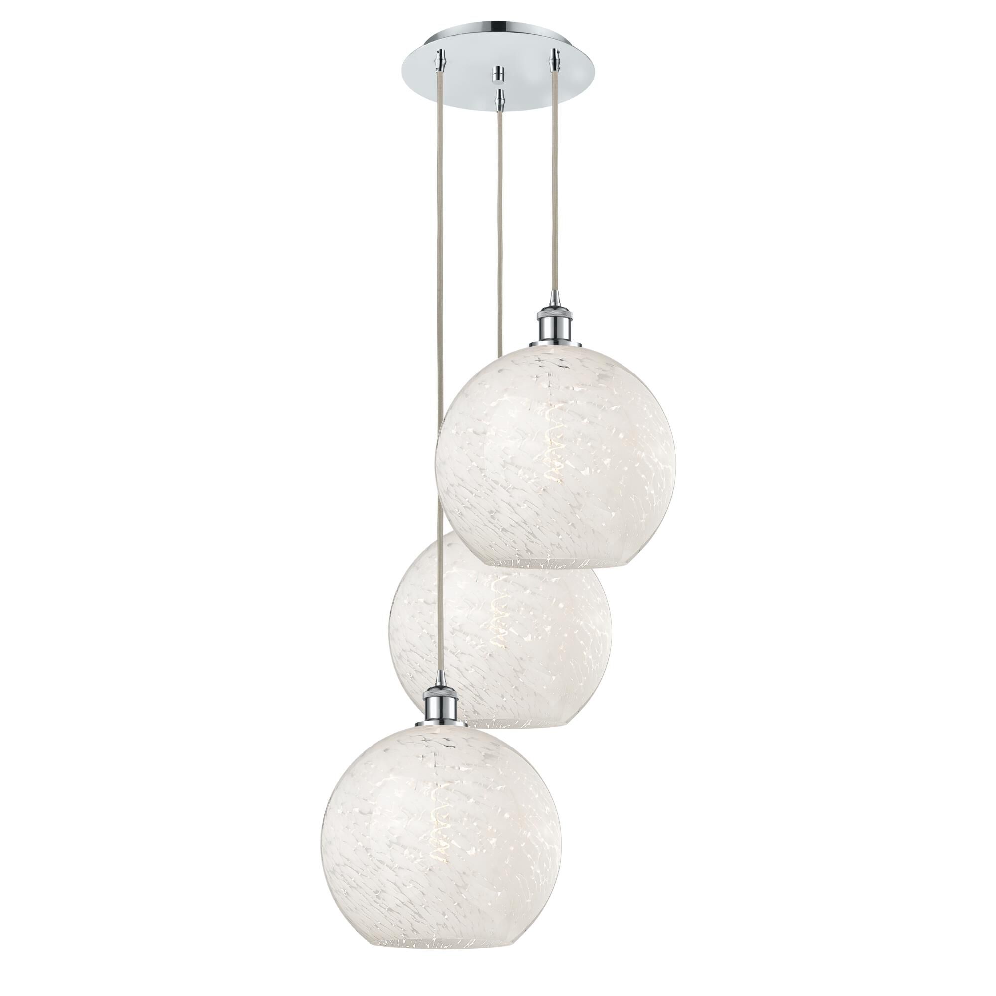Bruno Marashlian White Mouchette 19 Inch Multi Light Pendant by Innovations Lighting