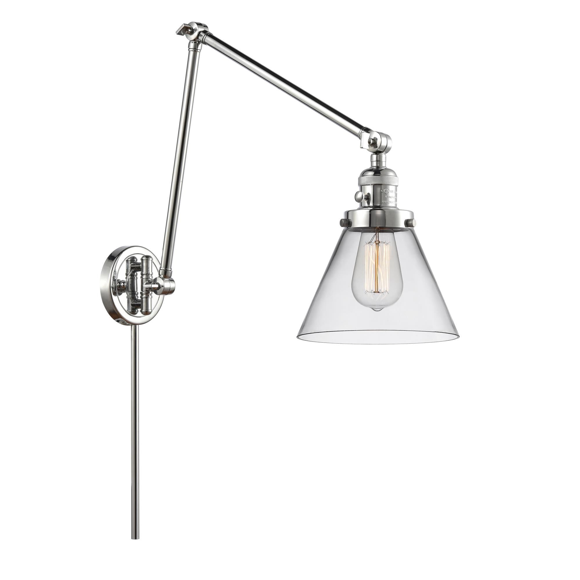 Shown in Polished Chrome finish and Clear Large Cone glass