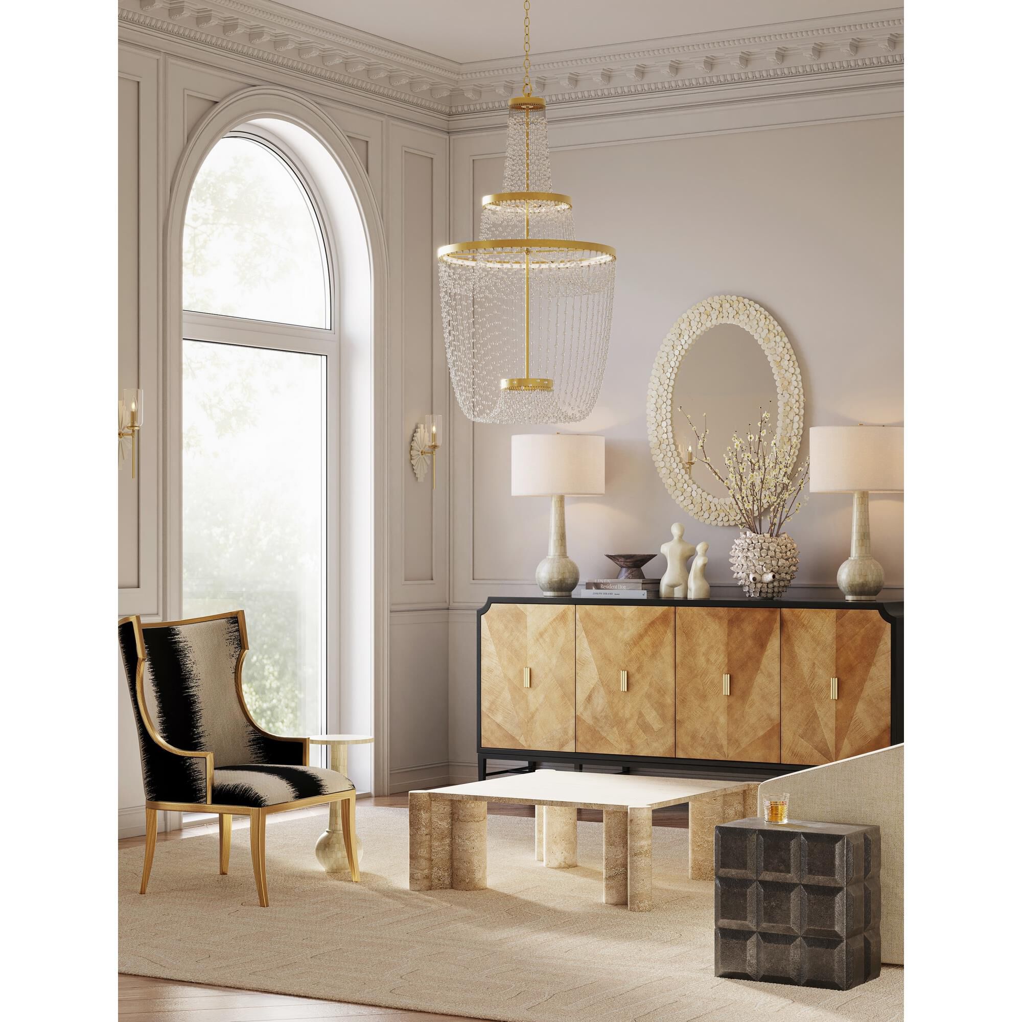 Shown in White/Brass/Clear finish