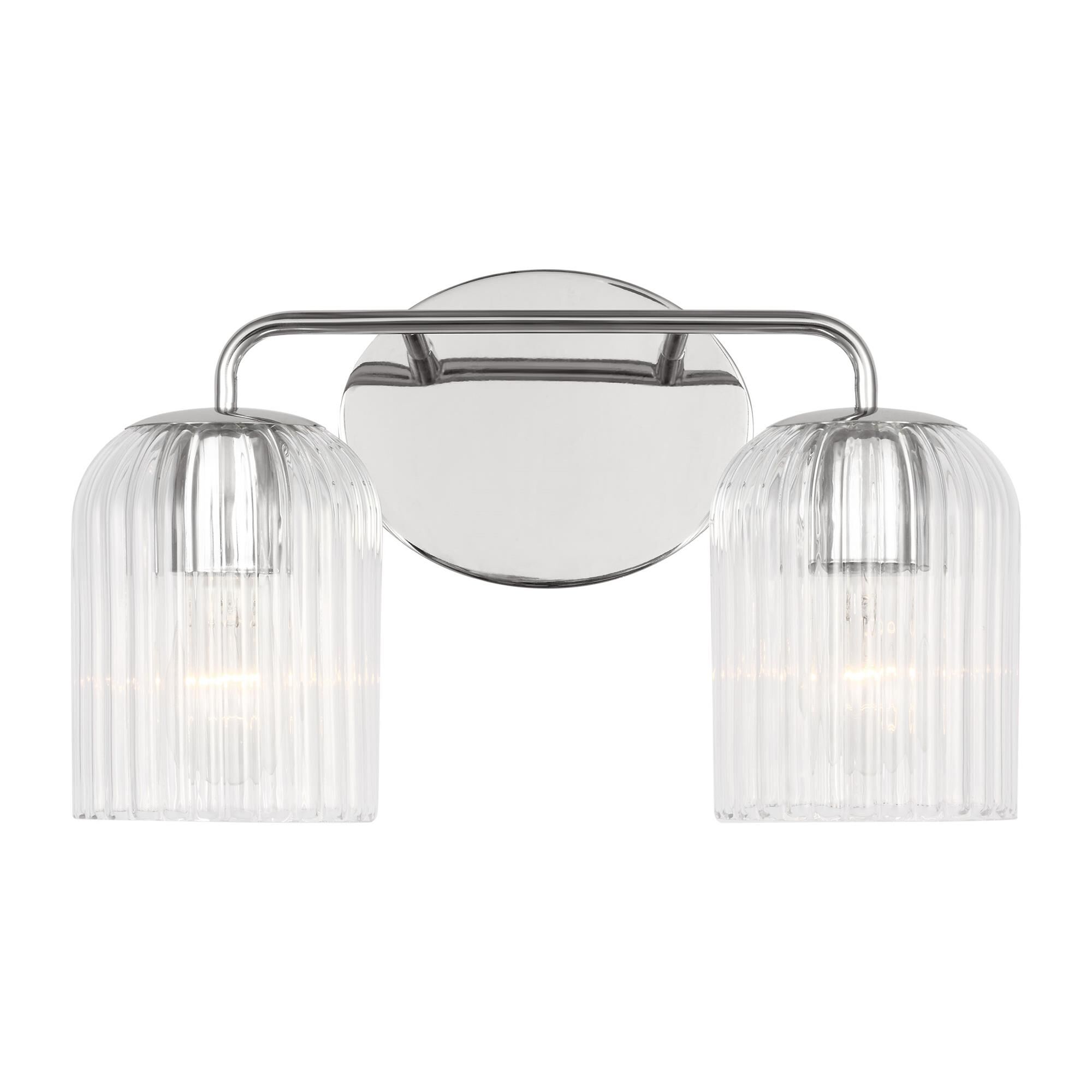 Shown in Chrome finish and Clear Ribbed glass