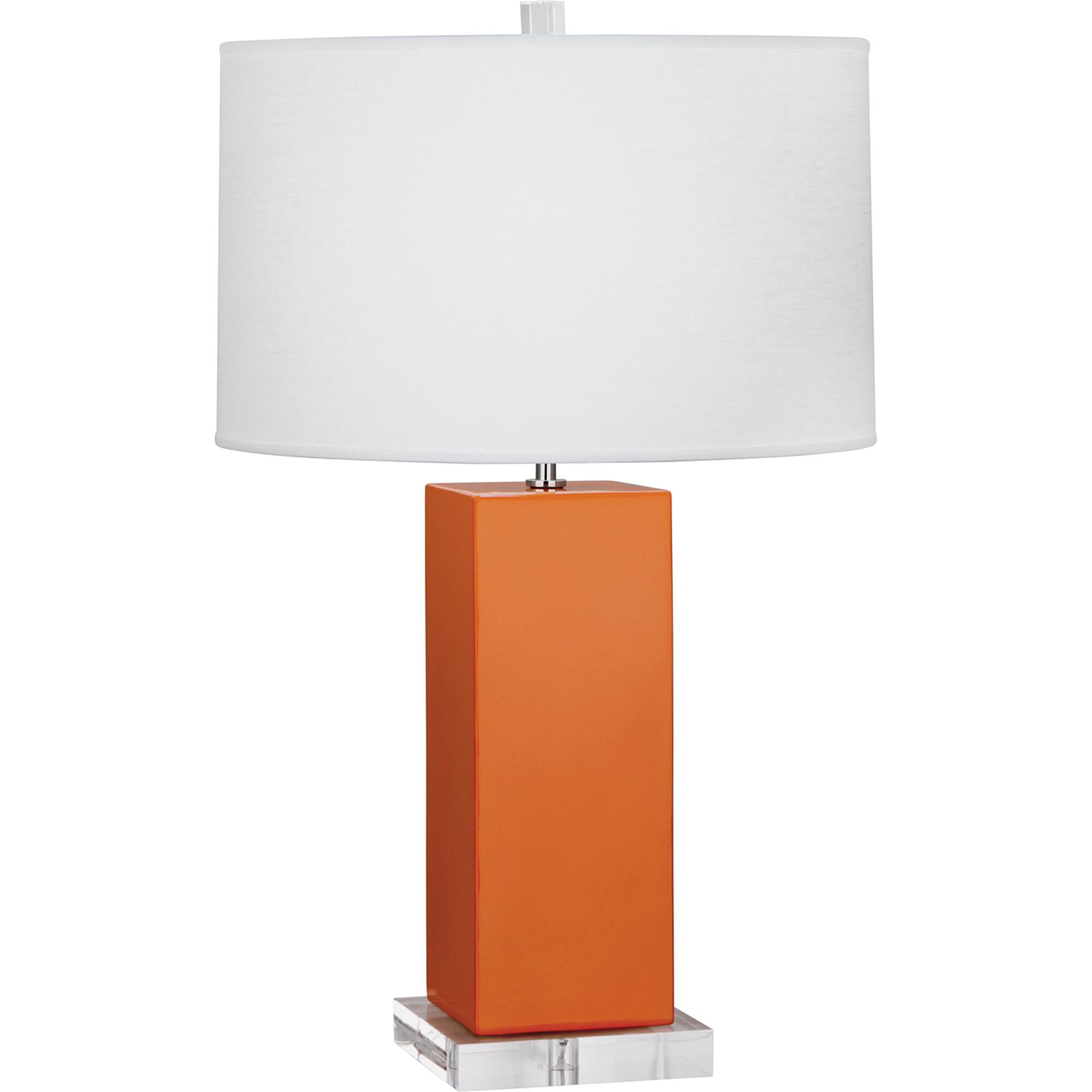 Shown in Pumpkin Glazed Ceramic finish and Oyster Linen shade