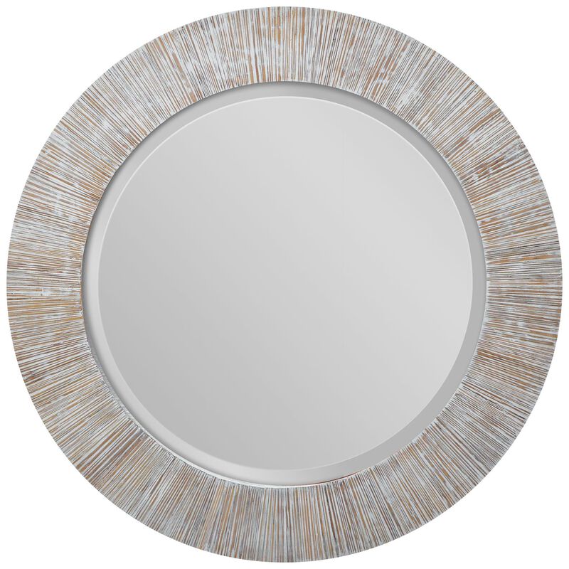 Uttermost Repose Whitewash Round Mirror Decorative Mirrors by Uttermost