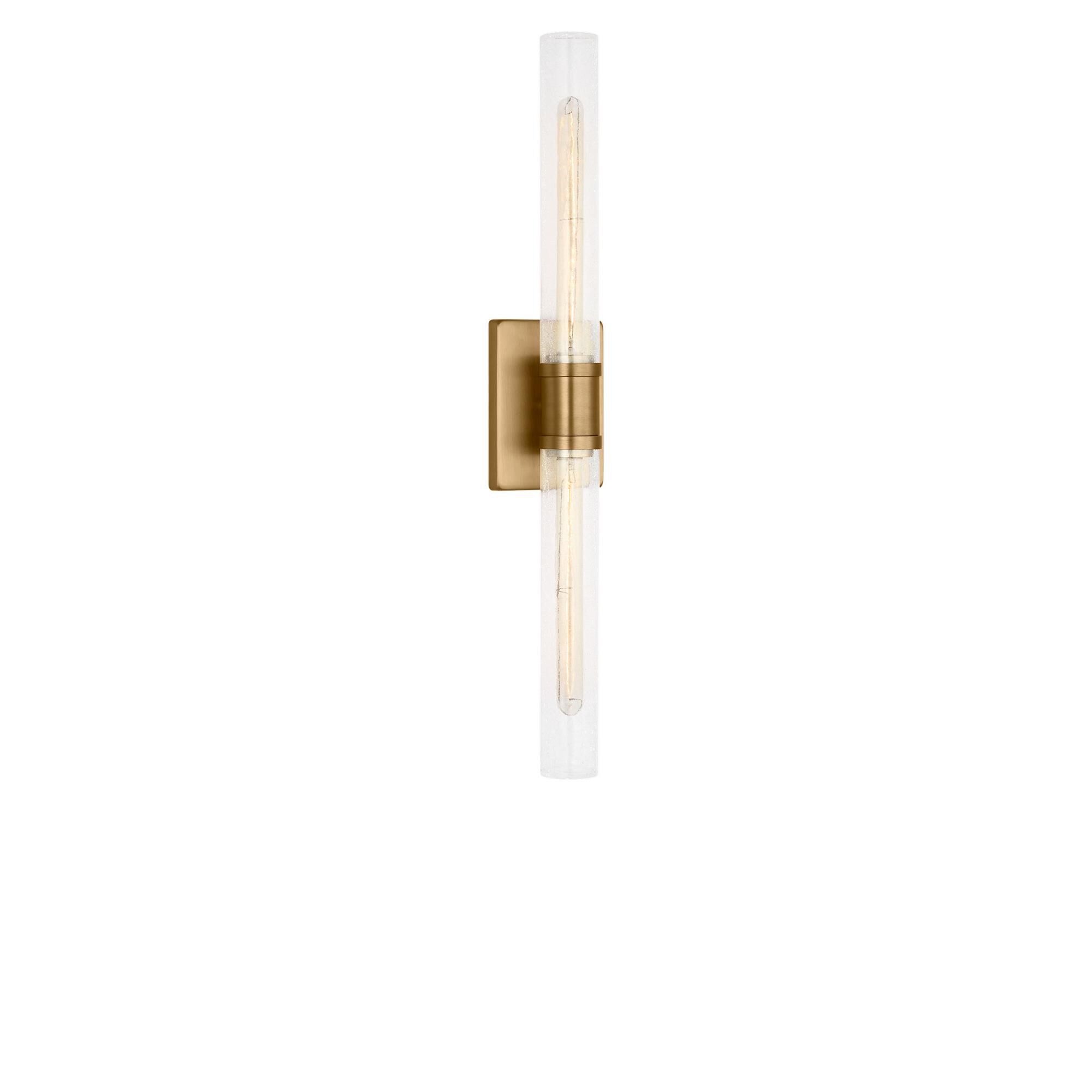 Shown in Satin Brass finish and Crackle glass
