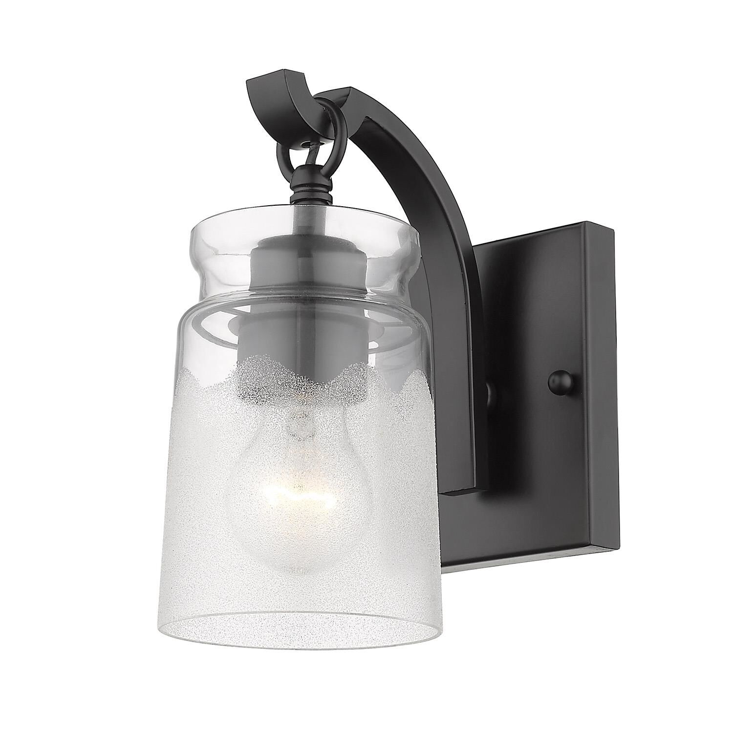 Shown in Black finish and Clear Frosted Artisan glass and Clear Frosted Artisan Glass shade